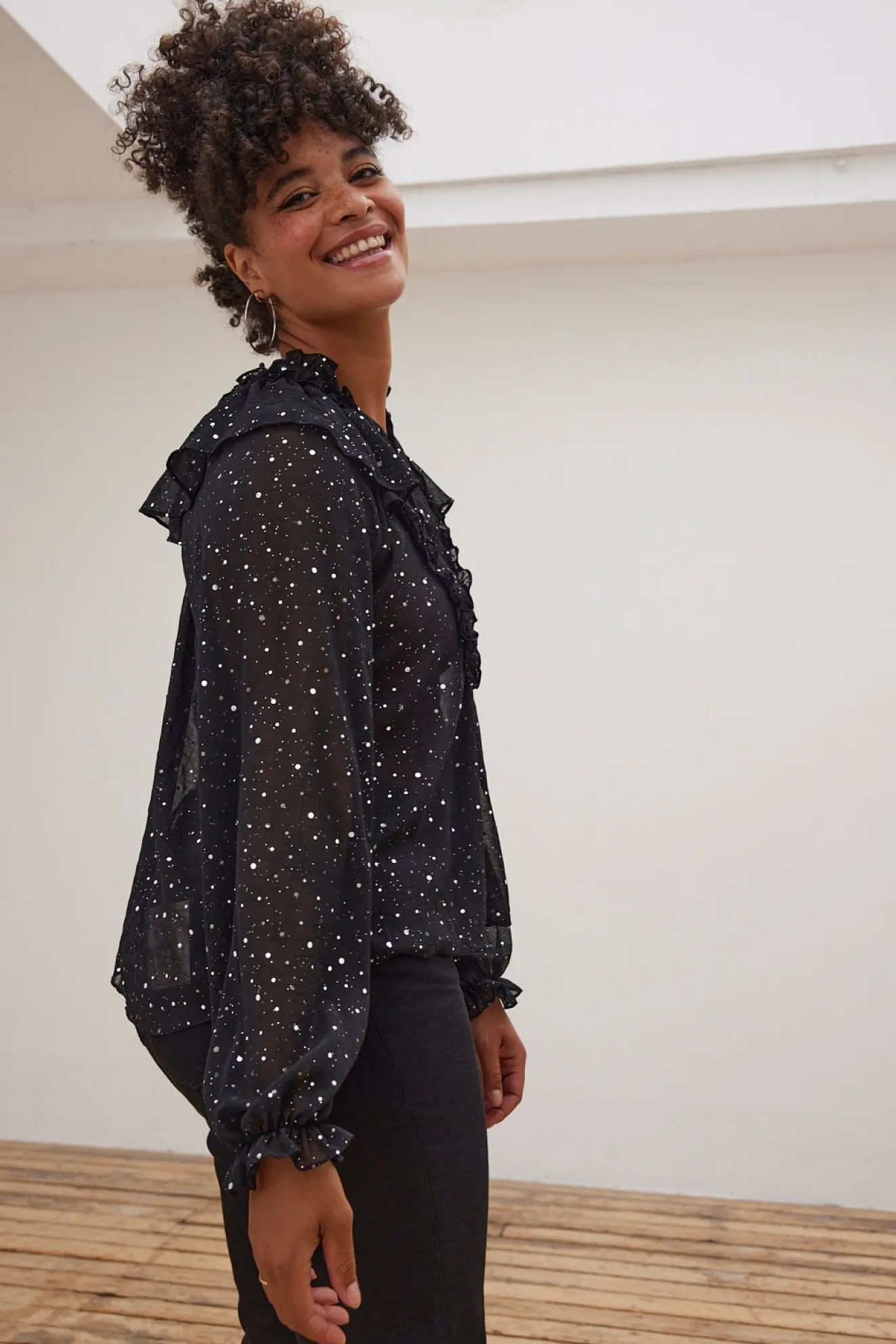 Stella Nova Aise Sequin Black Blouse