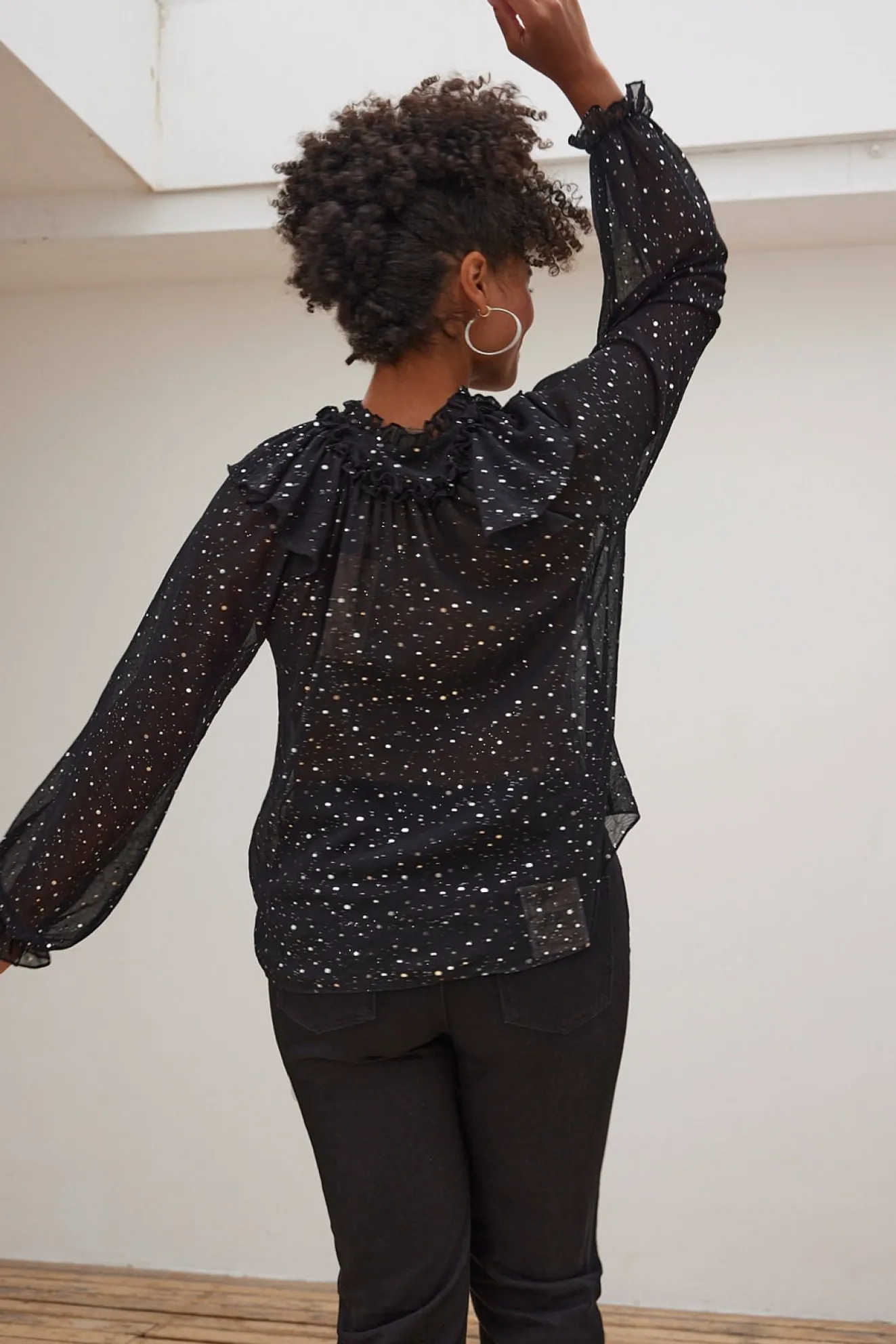 Stella Nova Aise Sequin Black Blouse