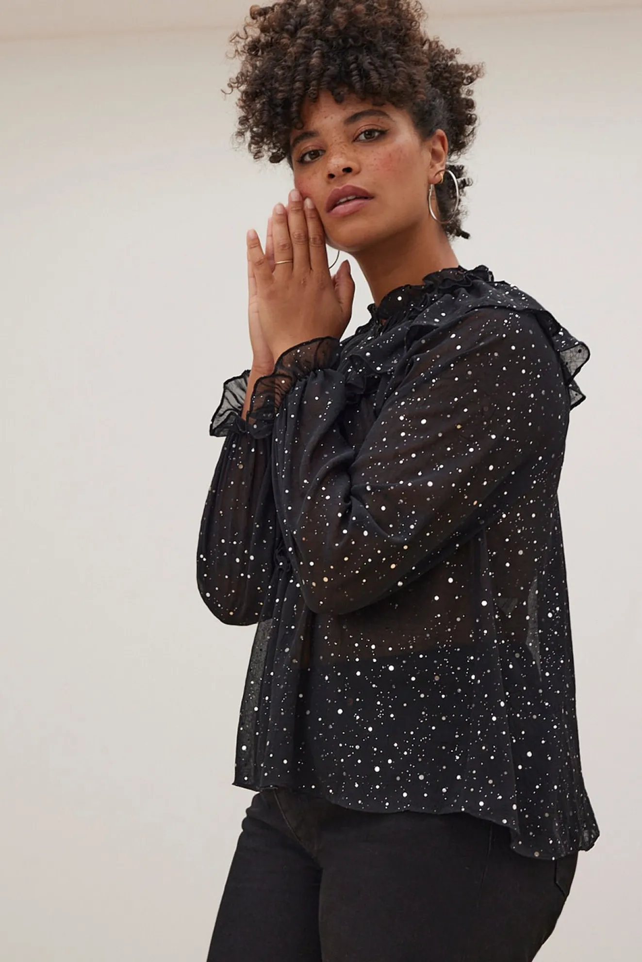 Stella Nova Aise Sequin Black Blouse