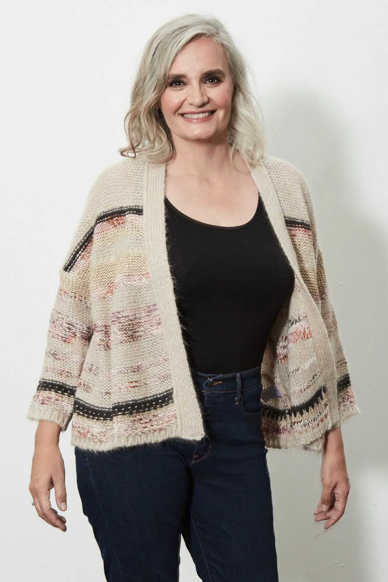 Stella Forest Oat Striped Cardigan