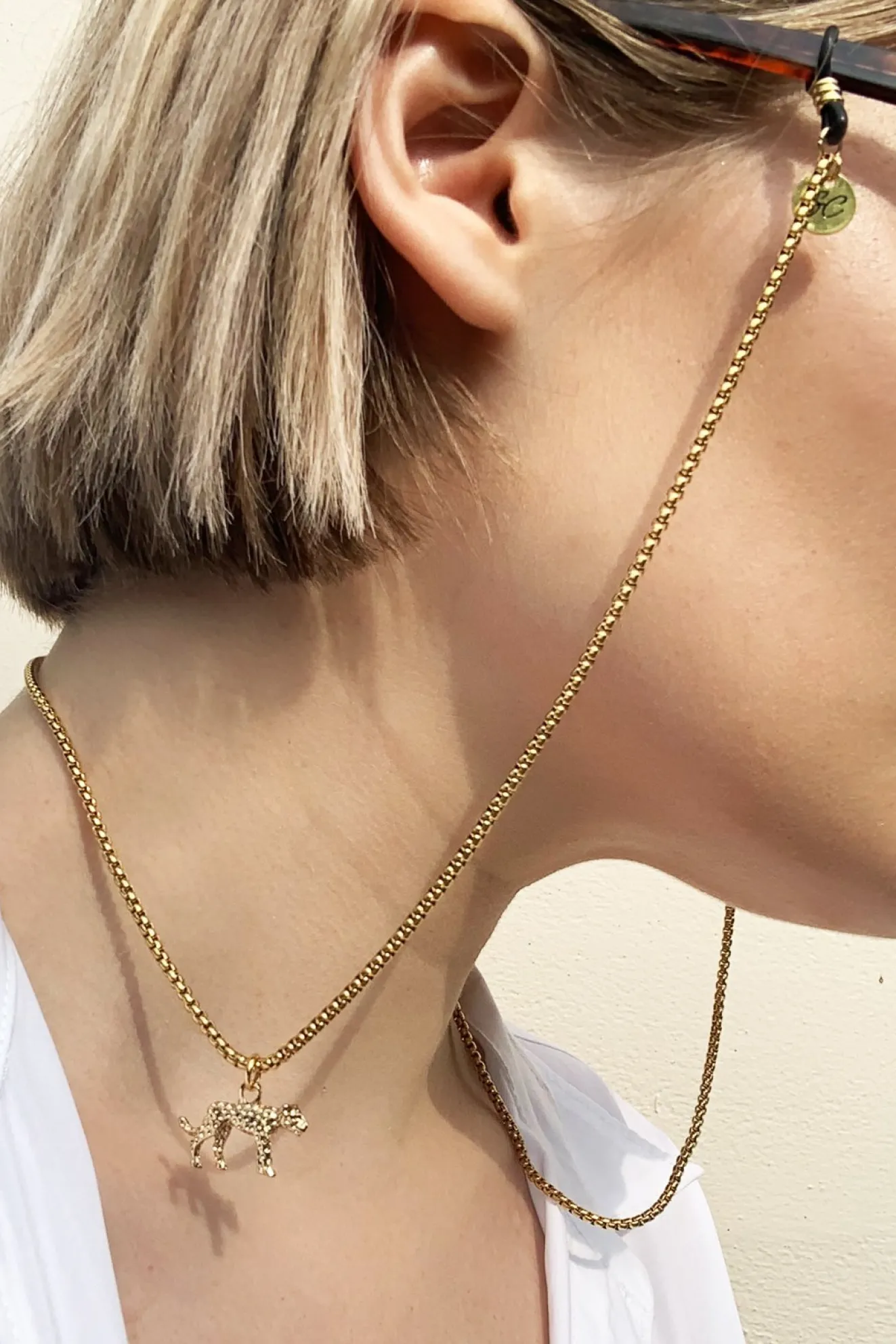 Jaguar Gold Glasses Chain