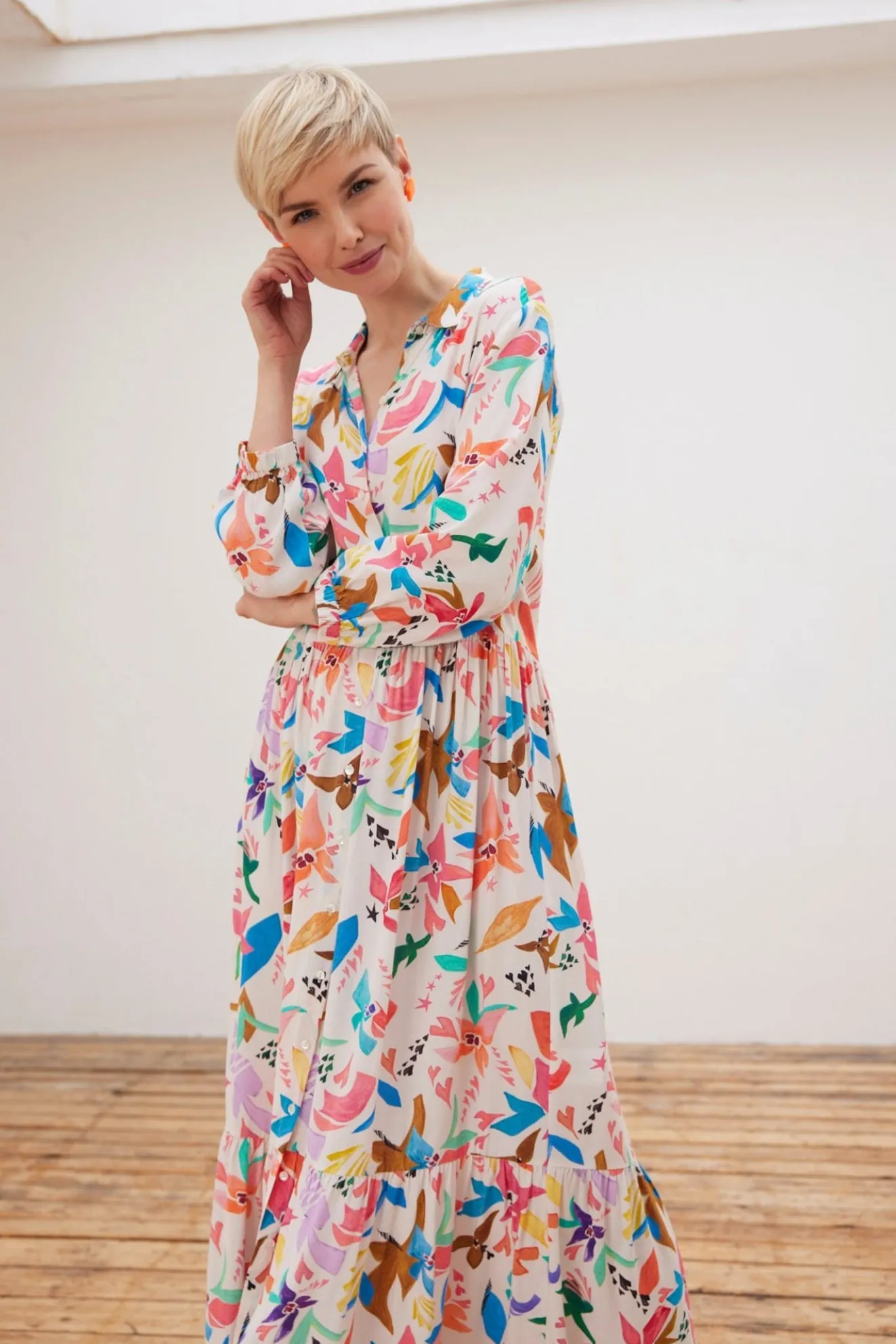 Pom Amsterdam Origami Fest Ecru Maxi Dress