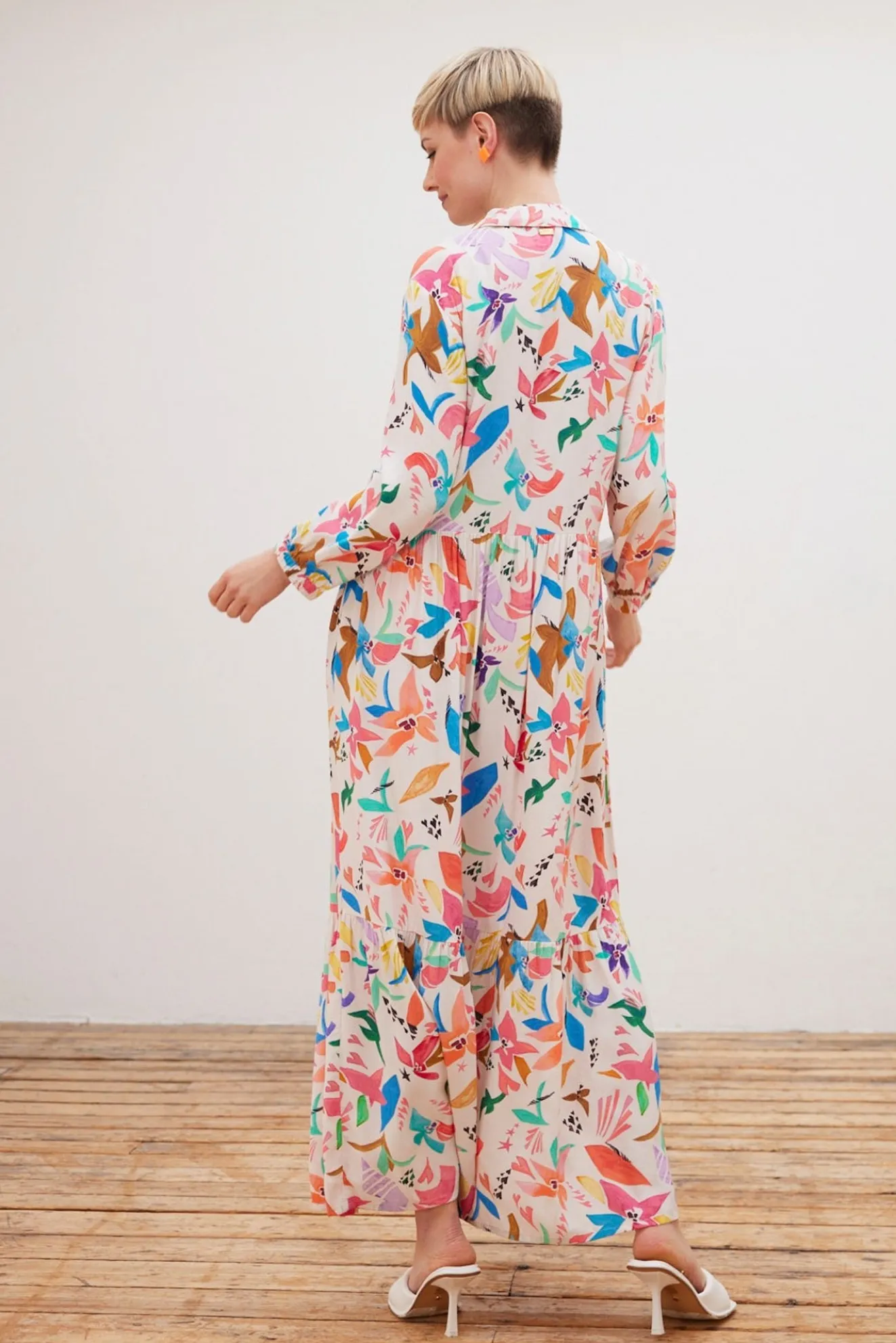 Pom Amsterdam Origami Fest Ecru Maxi Dress