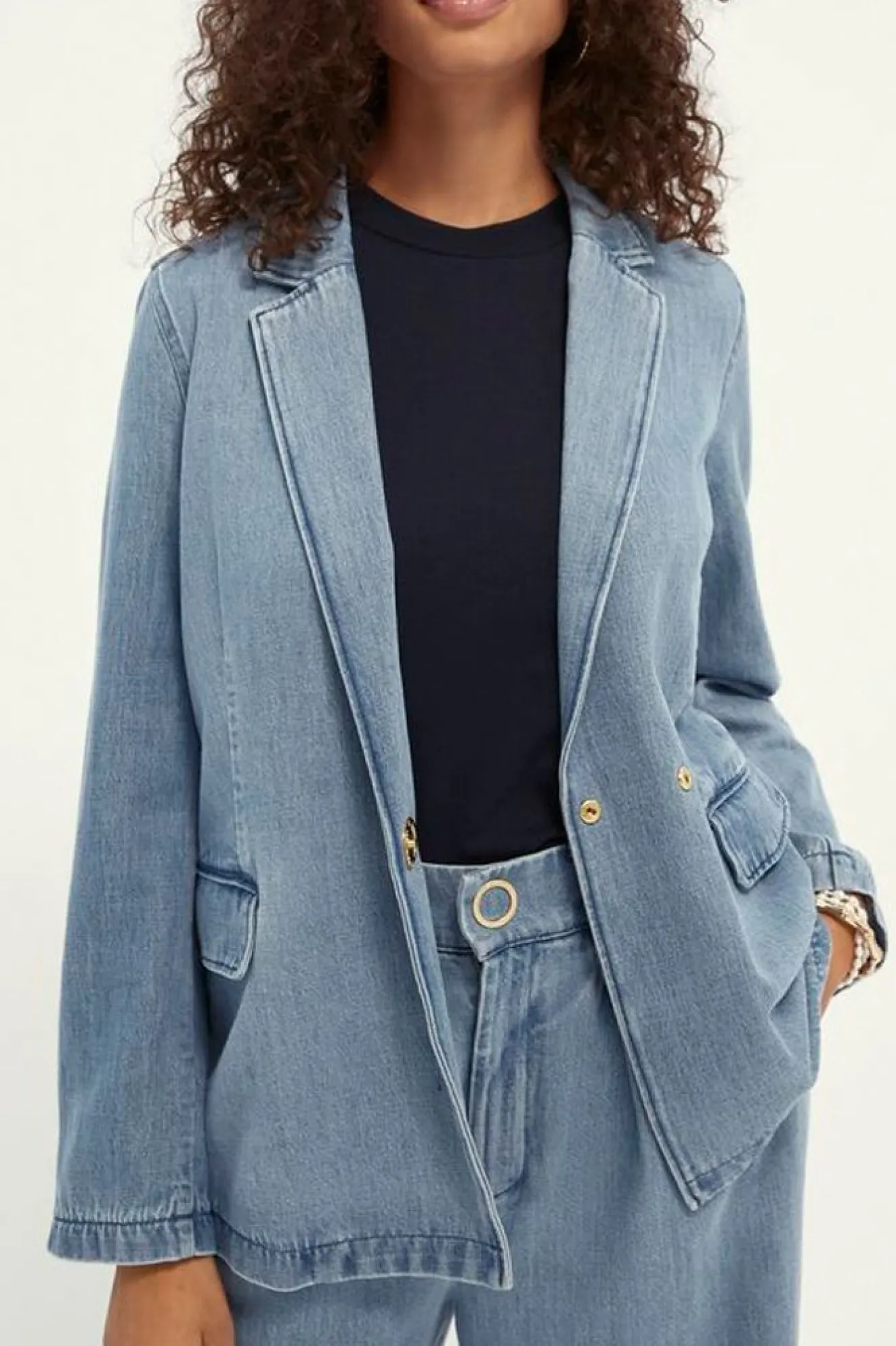 Scotch & Soda Ams Blauw Double Breasted Indigo Blazer