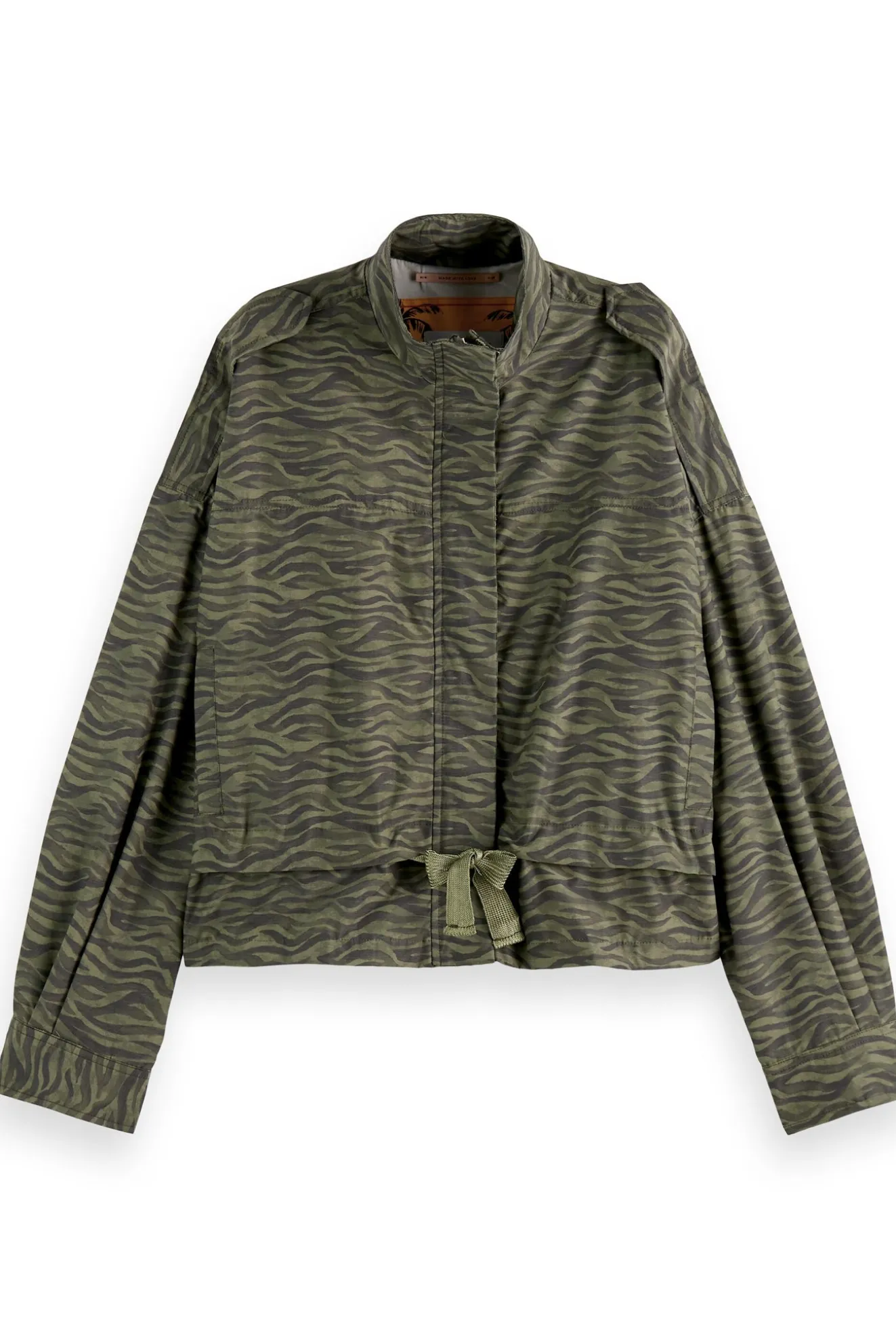 Scotch & Soda Striped Loose Fit Khaki Jacket