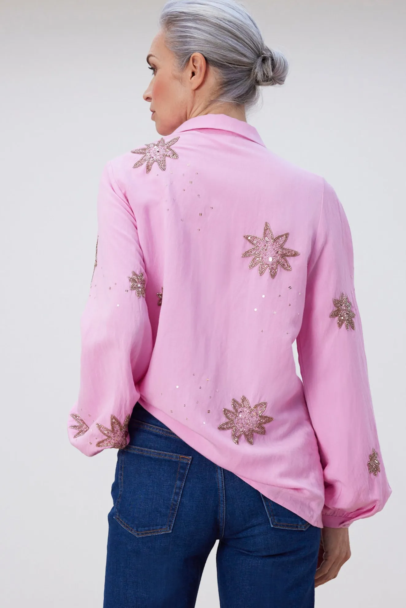 Fabienne Chapot Fleur Embellished Pink Blouse