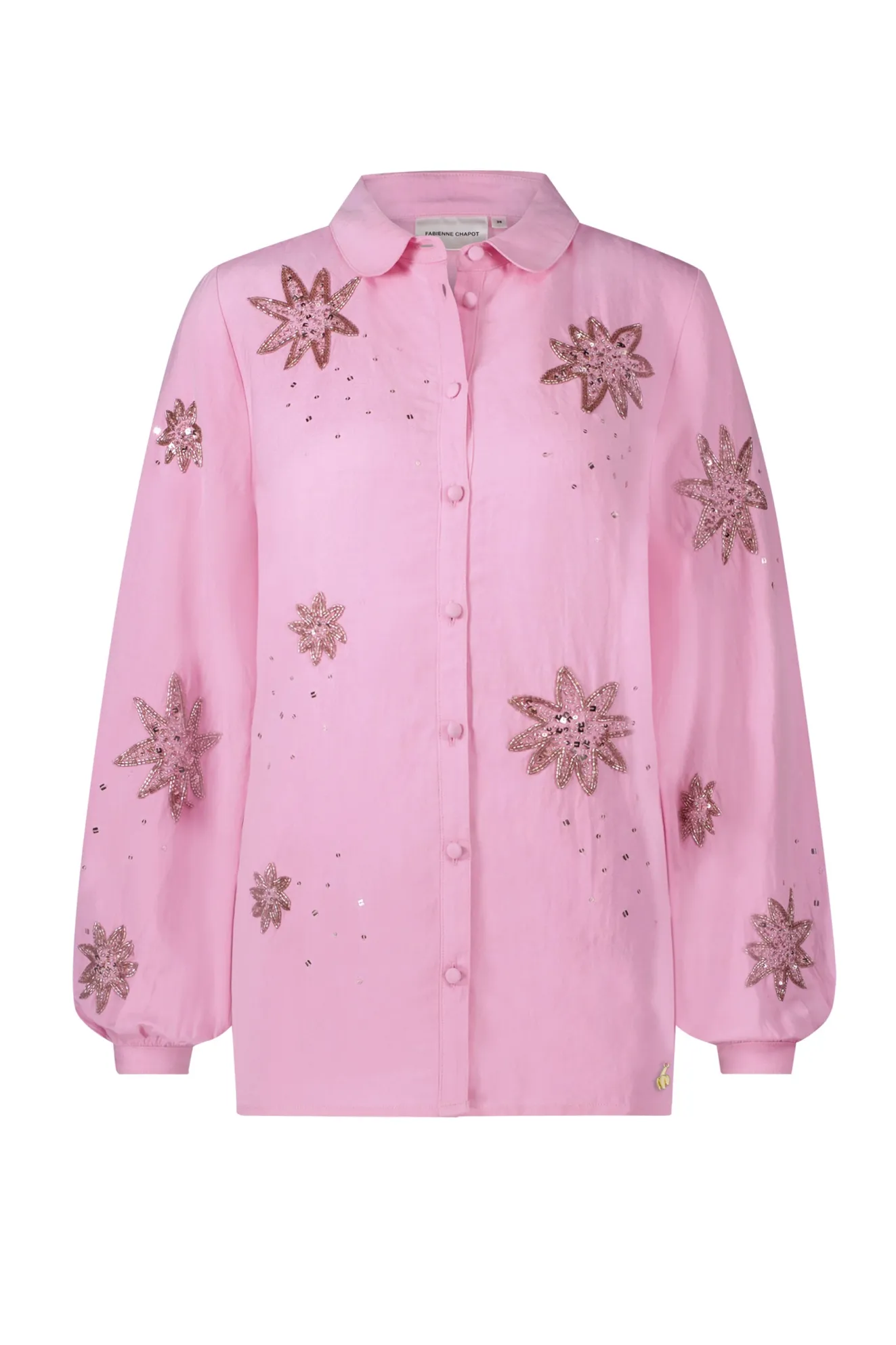 Fabienne Chapot Fleur Embellished Pink Blouse