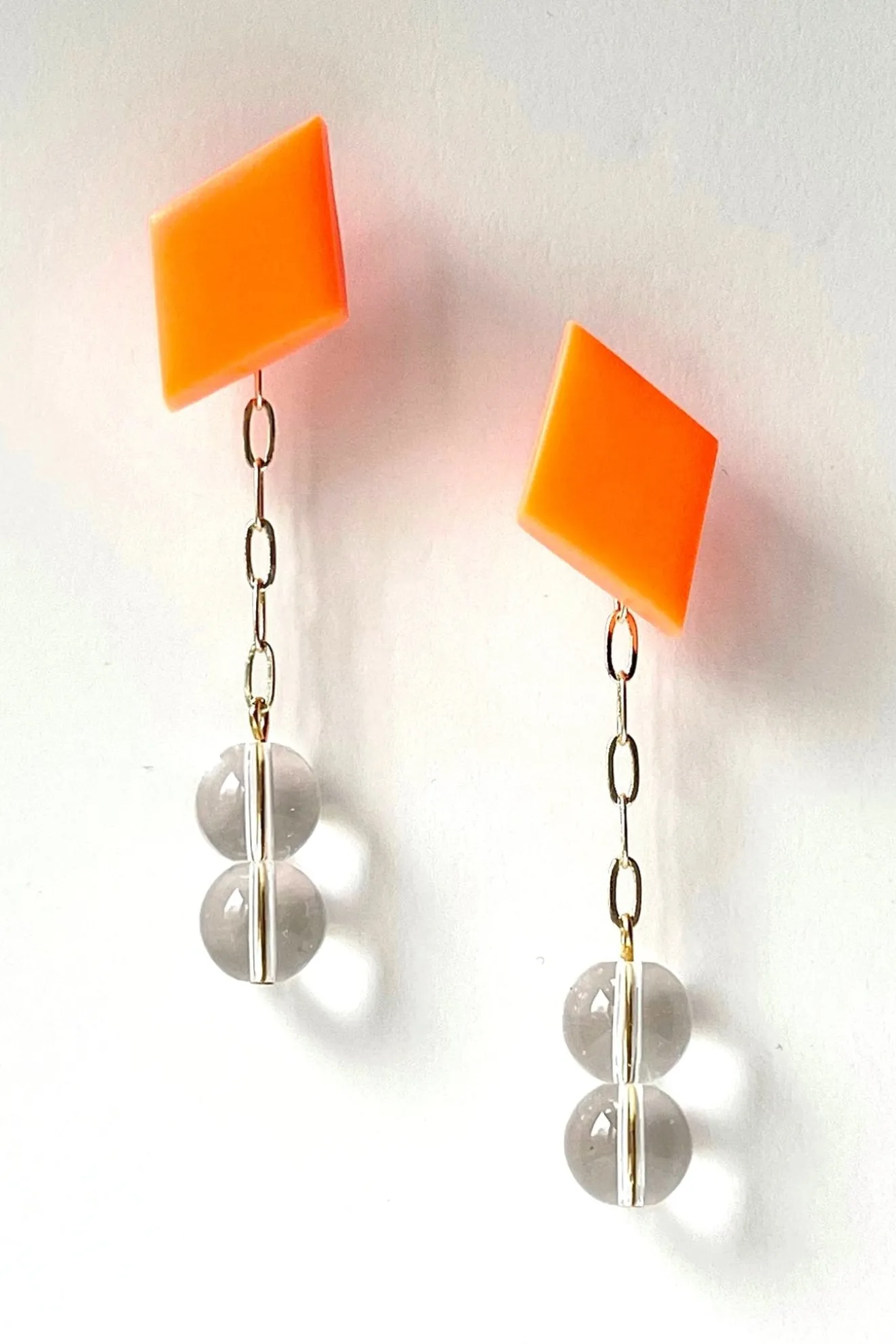 Gaia Orange With Glass Beads 2-In-1 Earrings