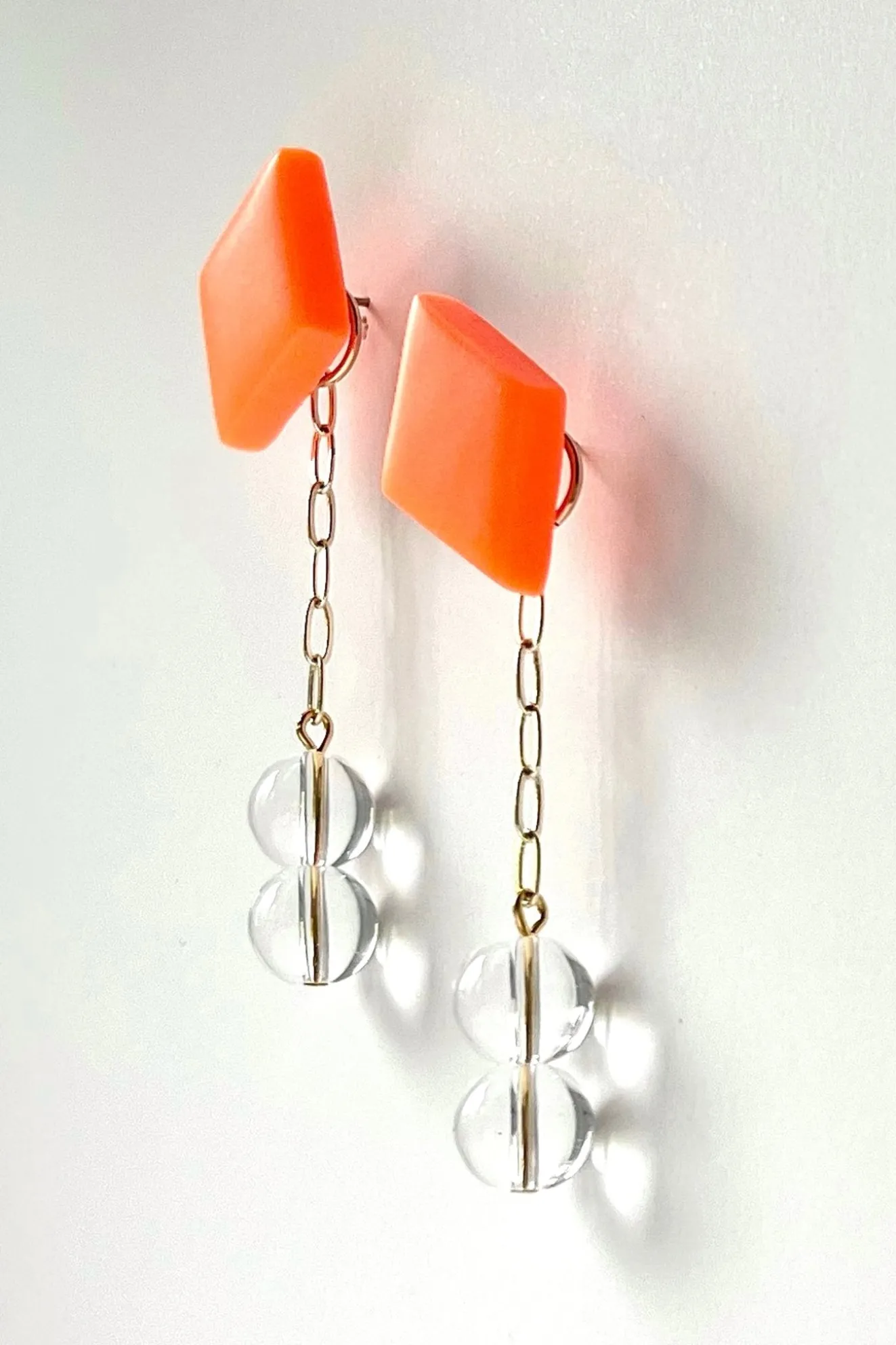 Gaia Orange With Glass Beads 2-In-1 Earrings