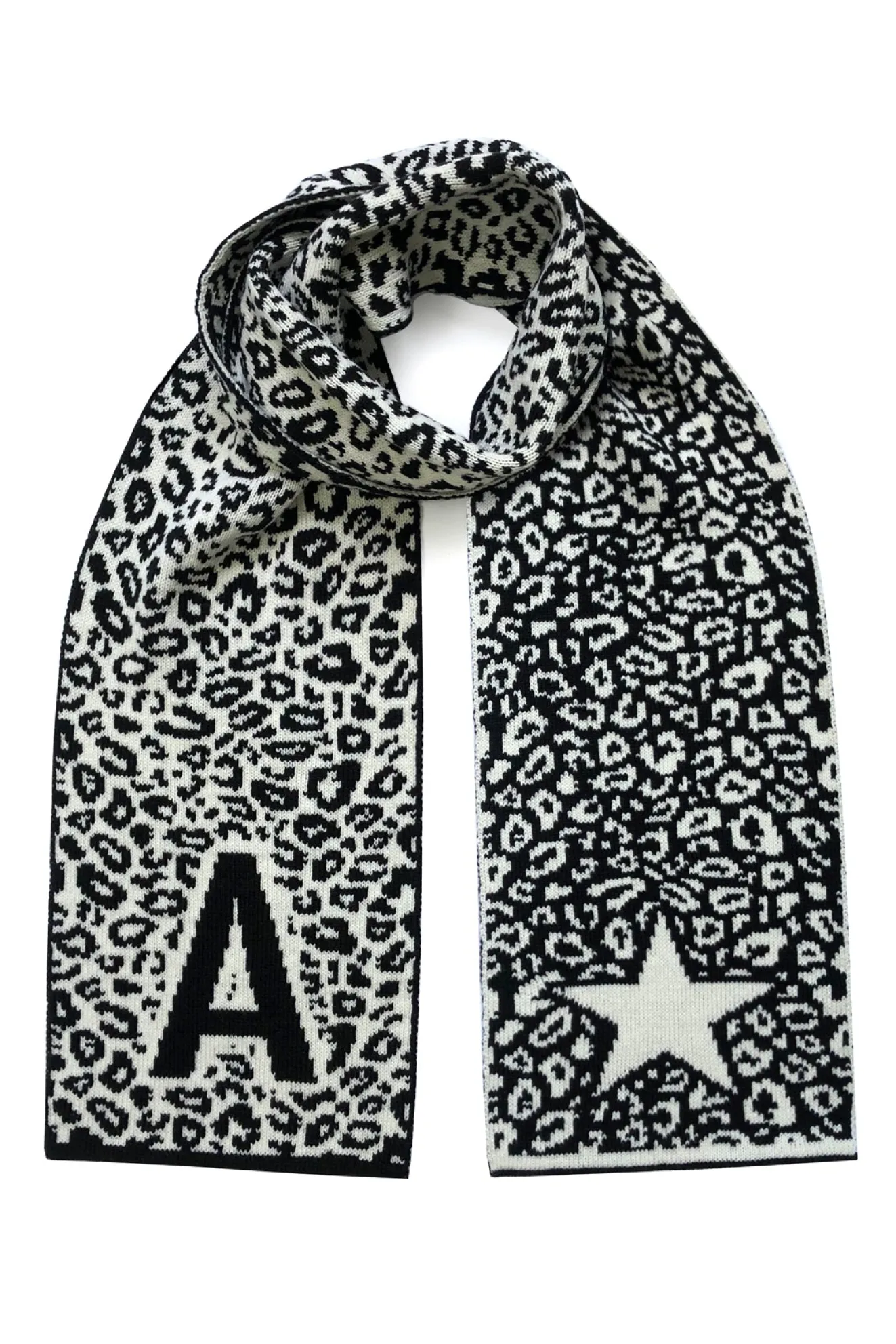 Personalised Initial Wool & Cashmere Black Scarf