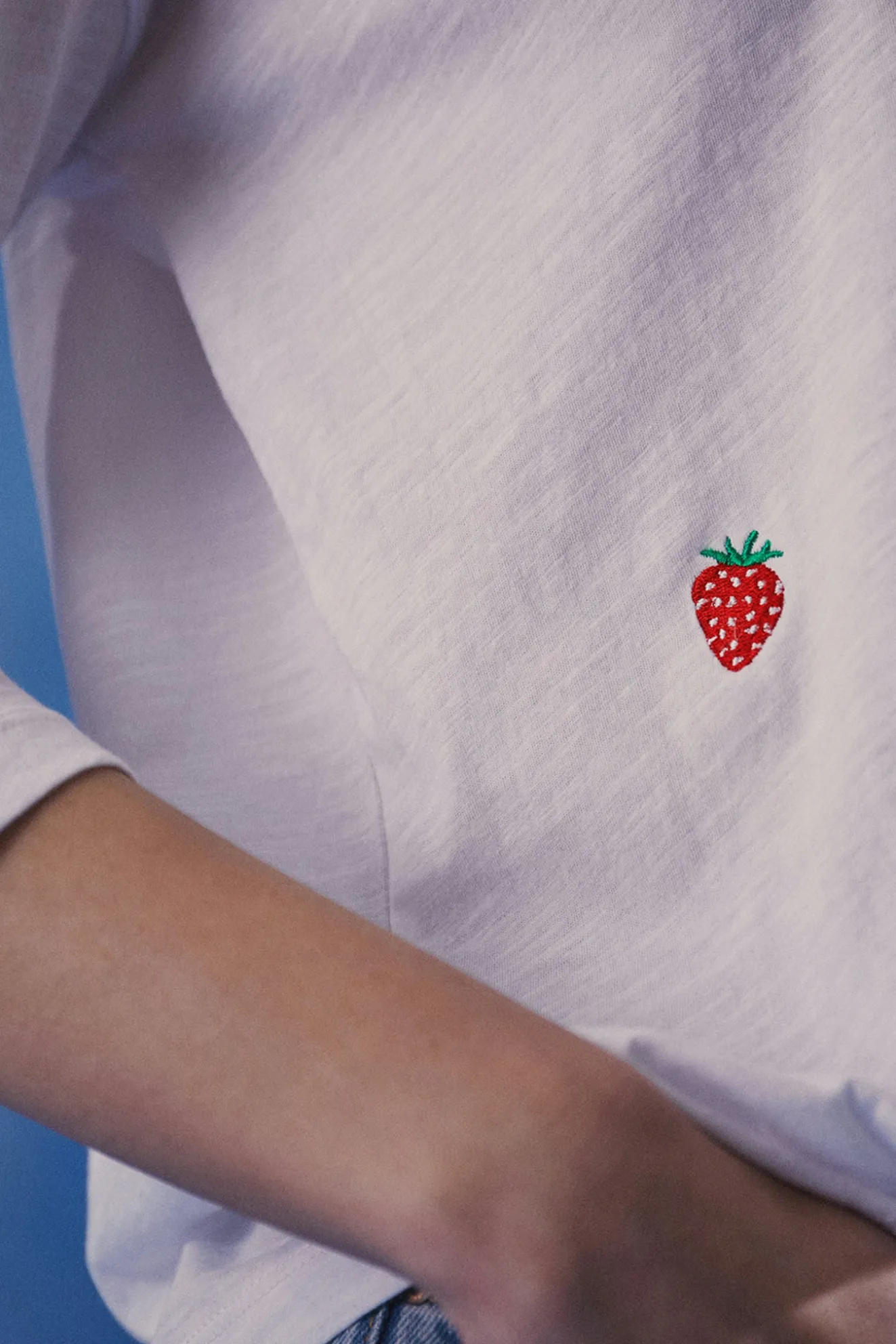 Strawberry Slub White T-Shirt