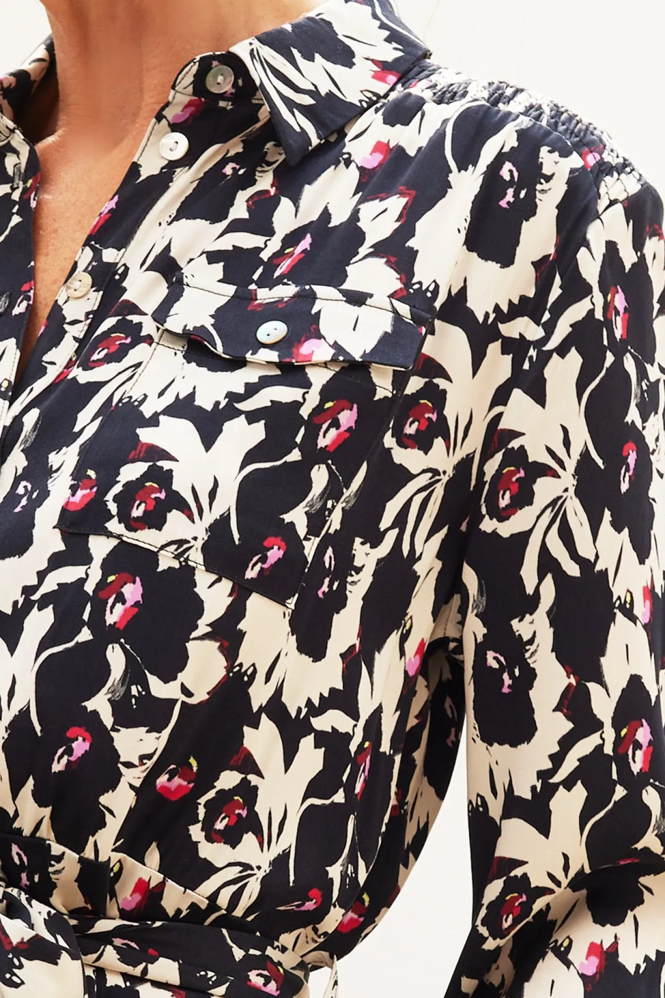 Pom Amsterdam Flowers Black & White Midi Dress