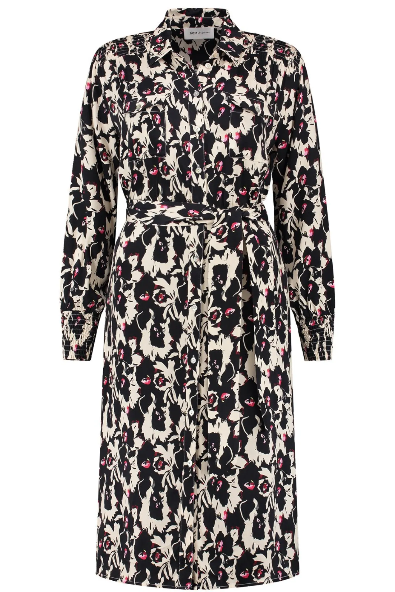 Pom Amsterdam Flowers Black & White Midi Dress