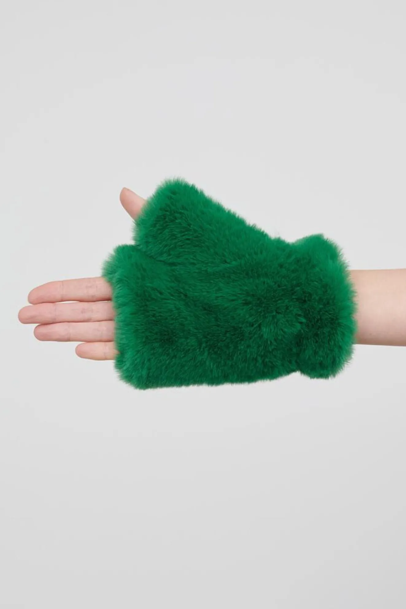 Jakke Tolly Faux Fur Fingerless Green Mittens