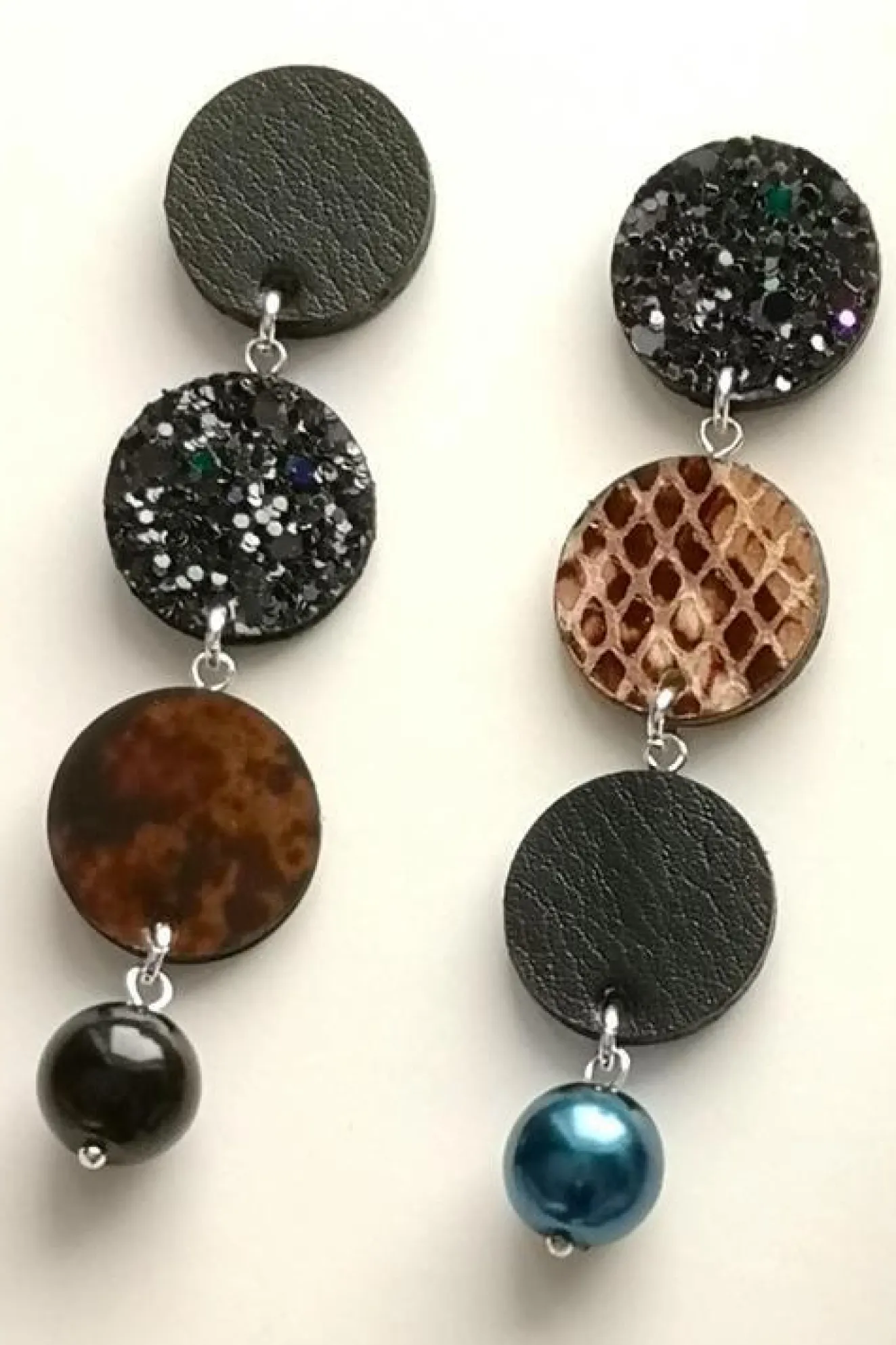 Edie Petrol Mix Asymmetric Drop Earrings