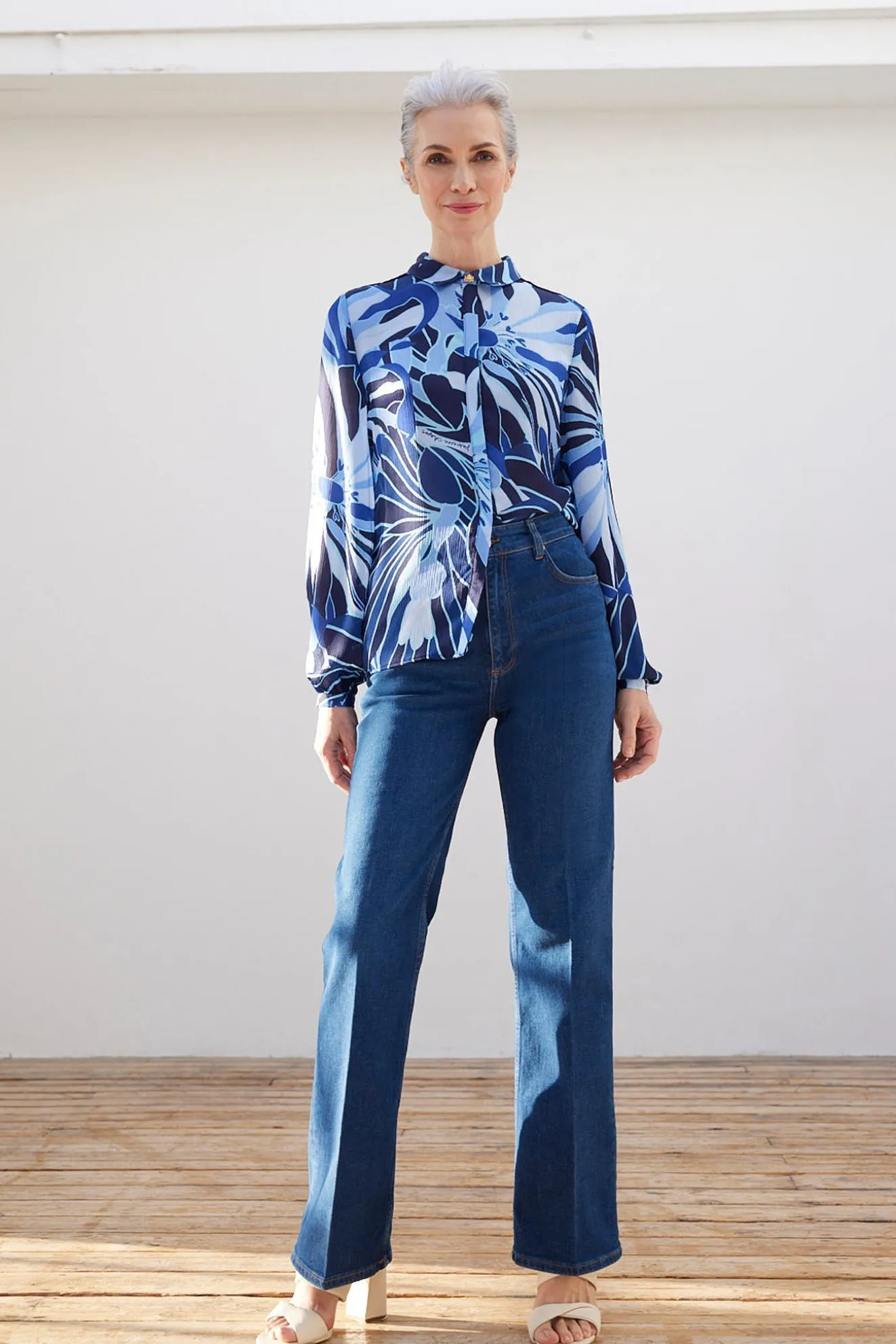 Fabienne Chapot Frida Riviera Blue Floral Blouse