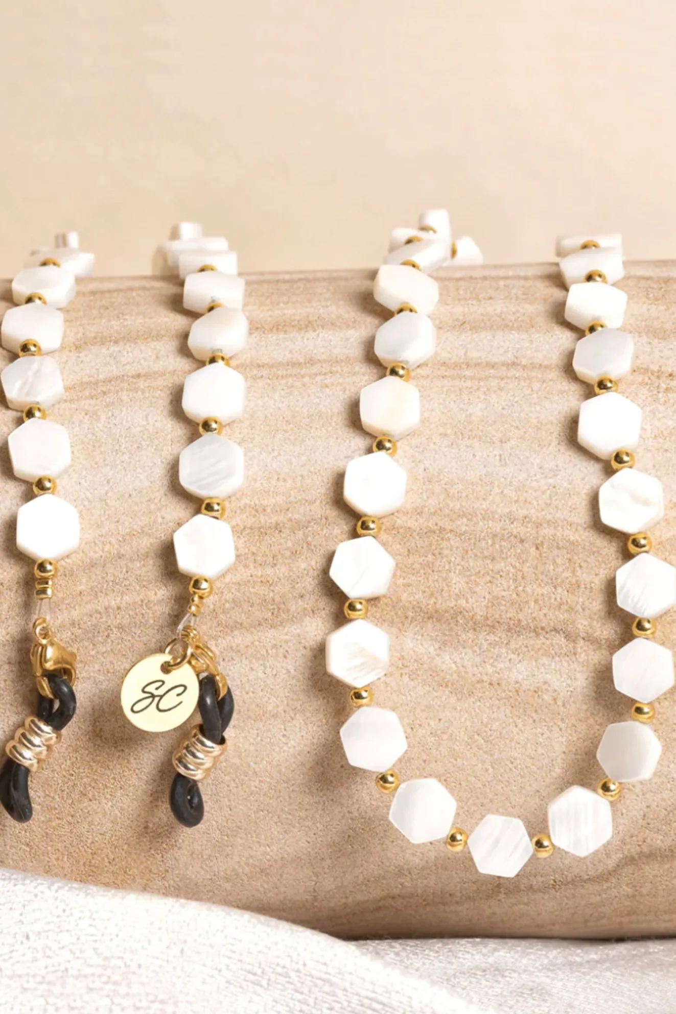 Maya White Hexagon Glasses Chain