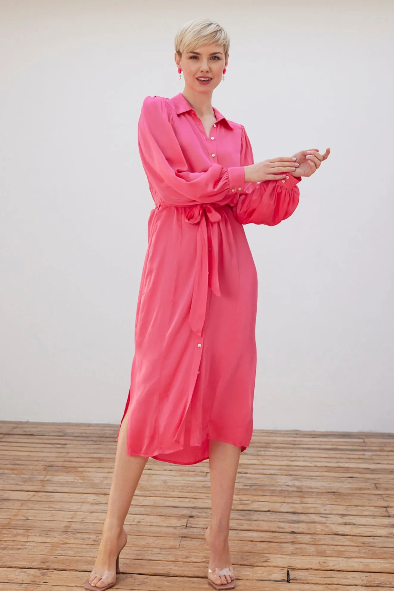 Pom Amsterdam Blush Pink Midi Dress