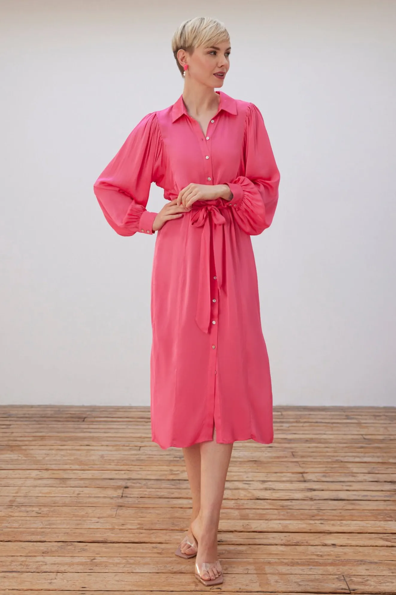 Pom Amsterdam Blush Pink Midi Dress