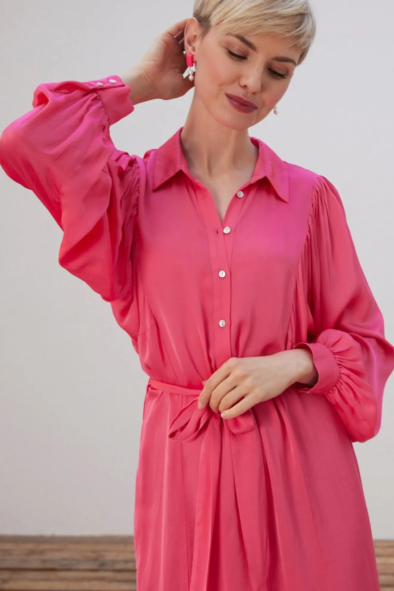 Pom Amsterdam Blush Pink Midi Dress