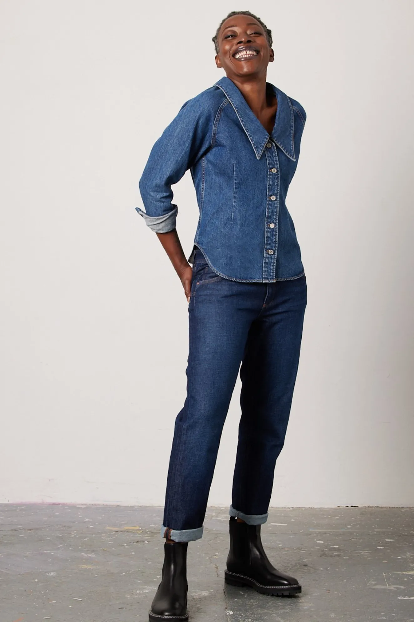 Reiko Nina Dark Blue Boyfriend Jeans