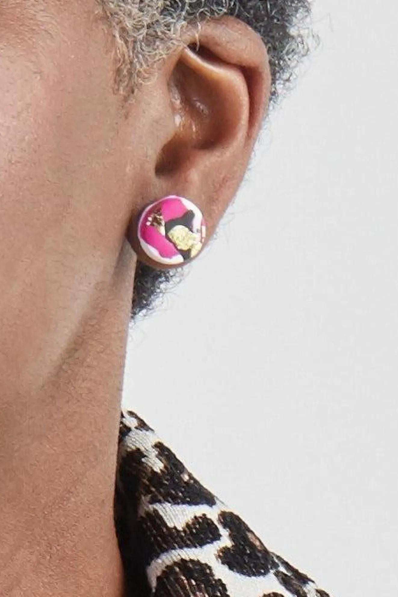 Strike Out Ageism Charity Pink, Black & Gold Set Of 3 Stud Earrings