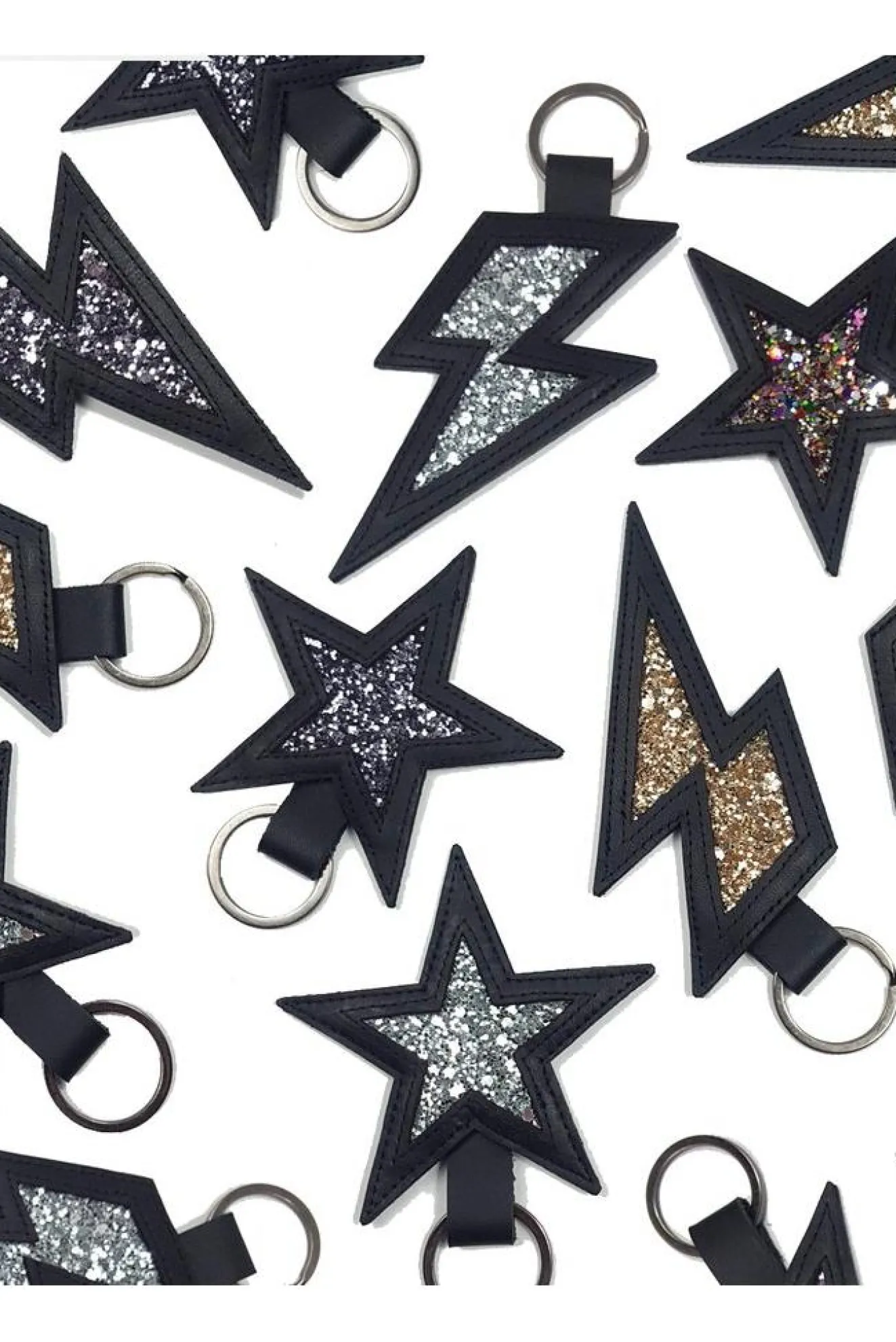 Stardust Leather And Glitter Keyring