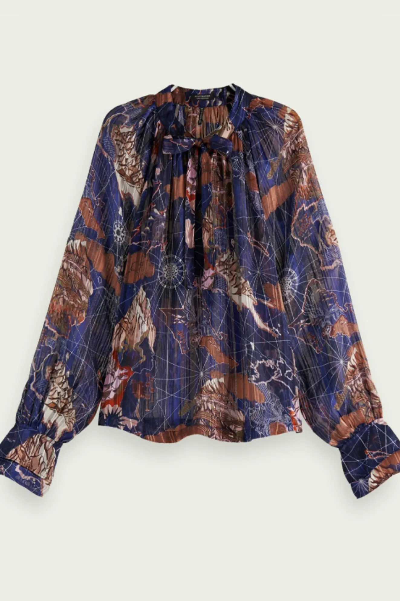 Scotch & Soda Printed Sheer Ruffle Top