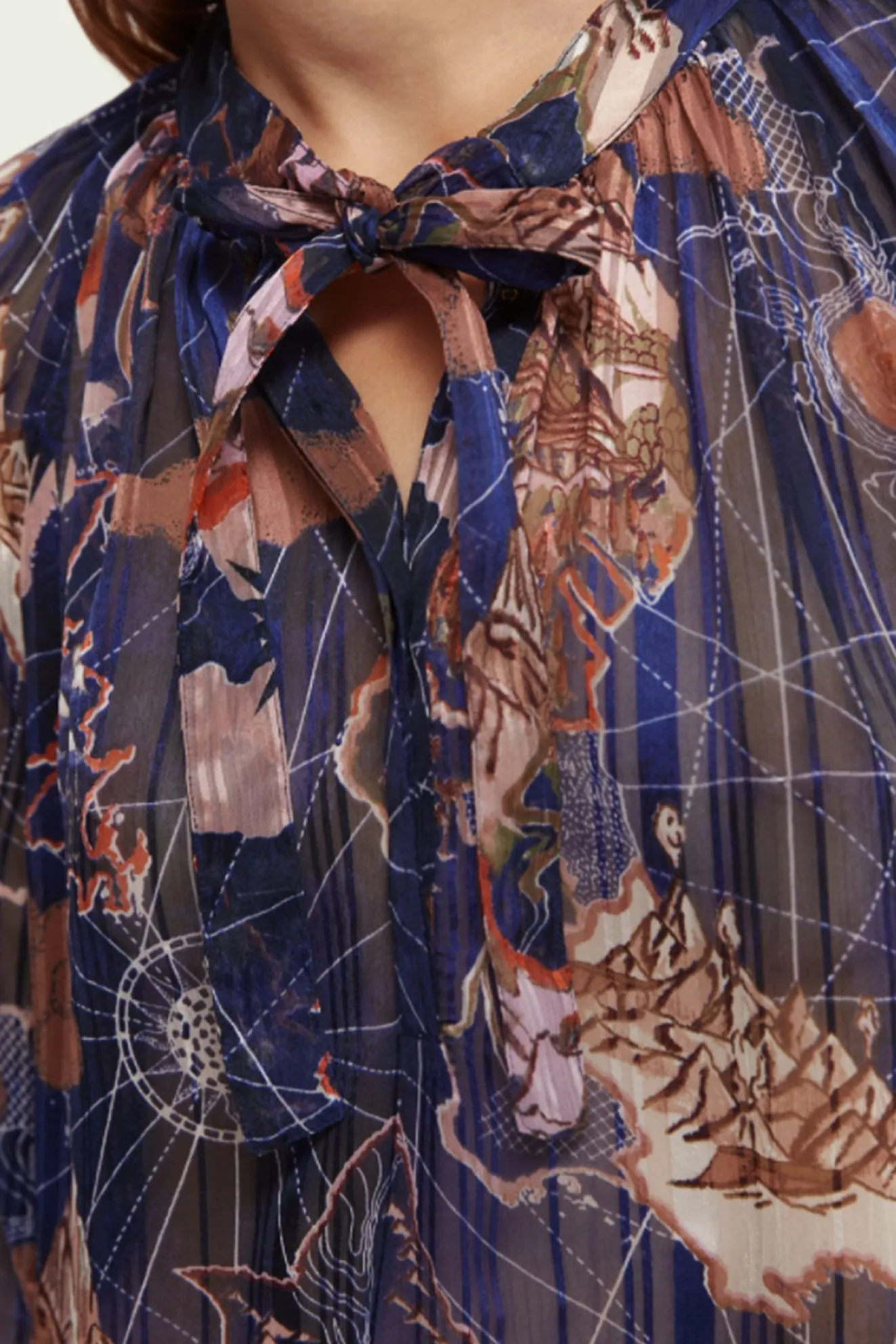 Scotch & Soda Printed Sheer Ruffle Top