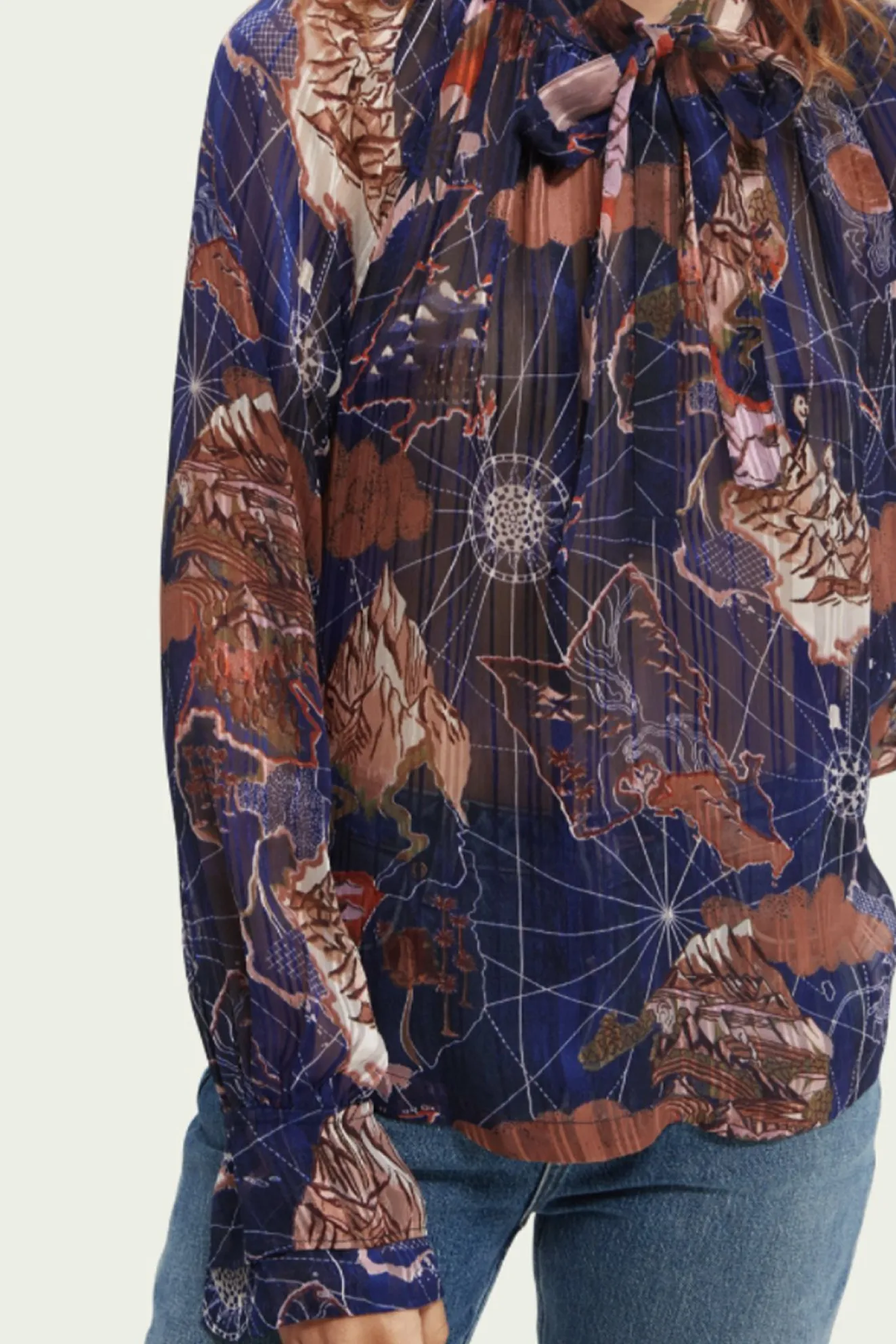 Scotch & Soda Printed Sheer Ruffle Top