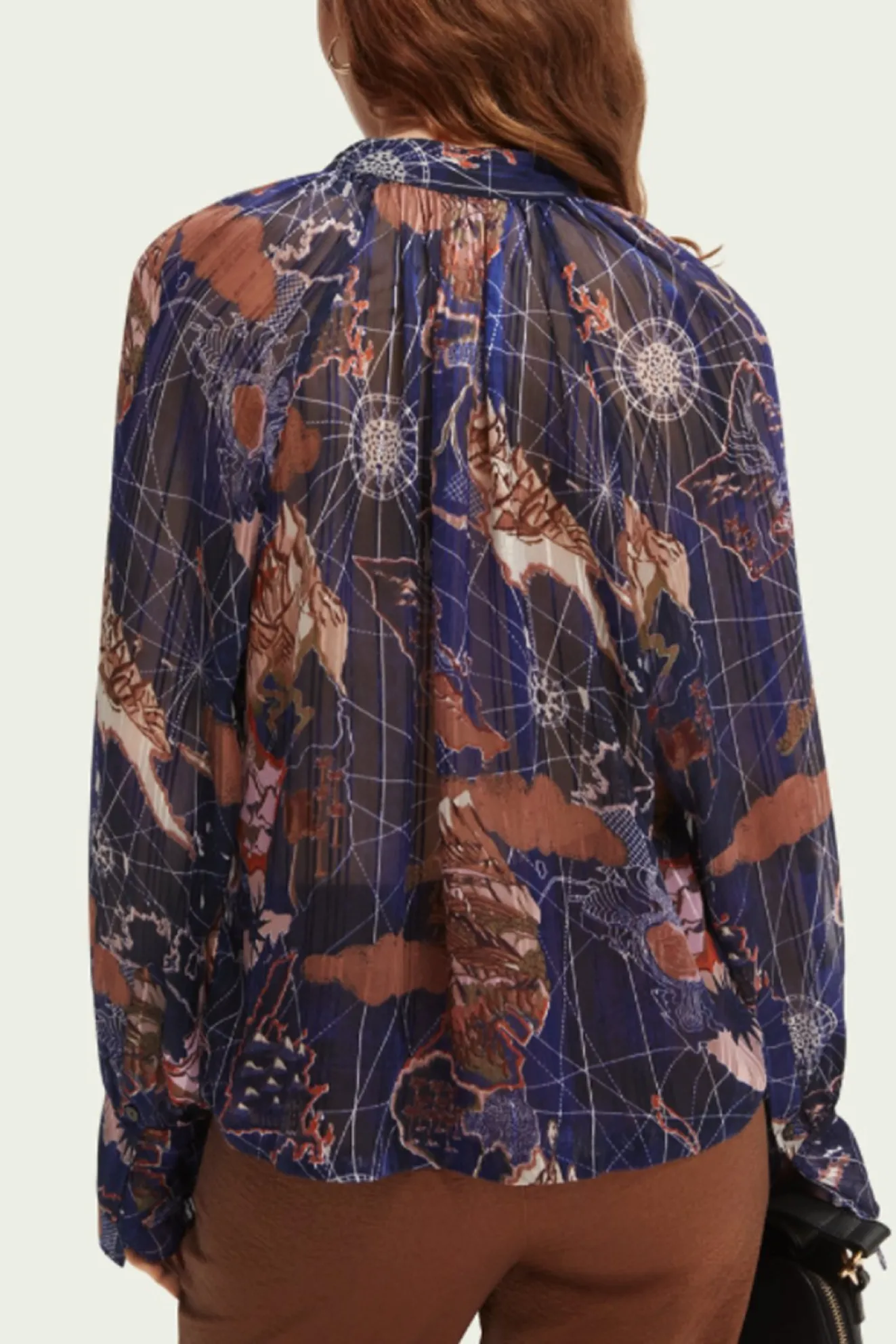 Scotch & Soda Printed Sheer Ruffle Top