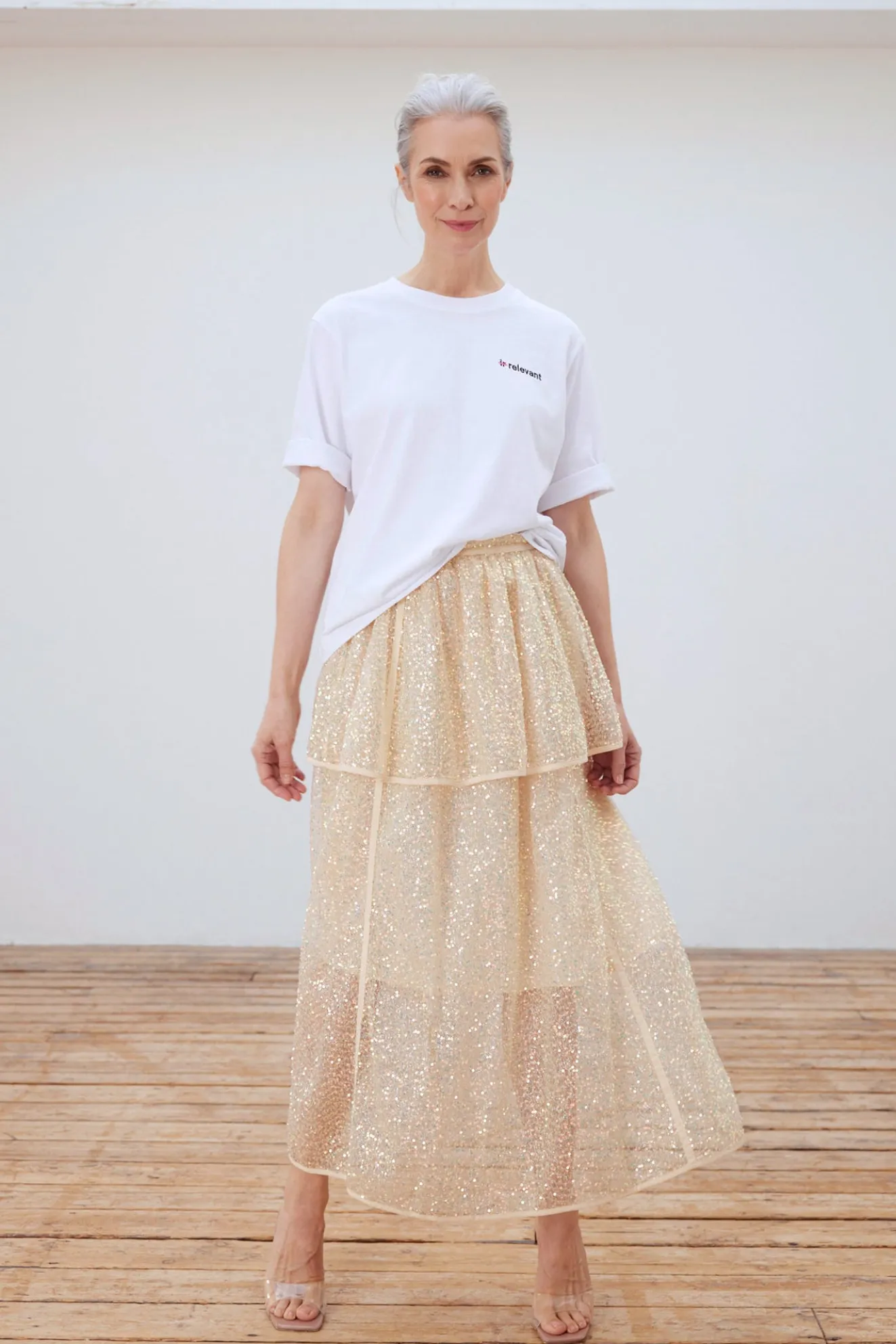 Stella Nova Becca Seashell Shimmer Sequin Skirt