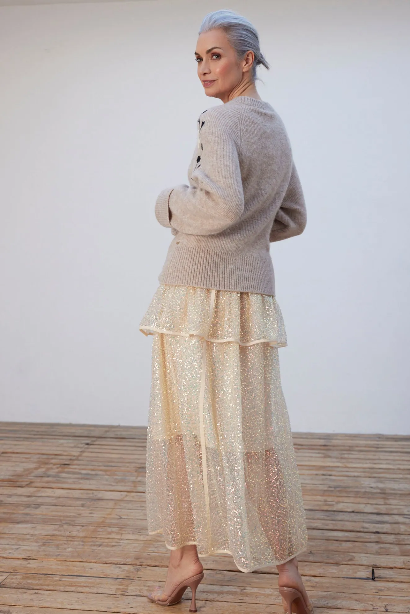 Stella Nova Becca Seashell Shimmer Sequin Skirt