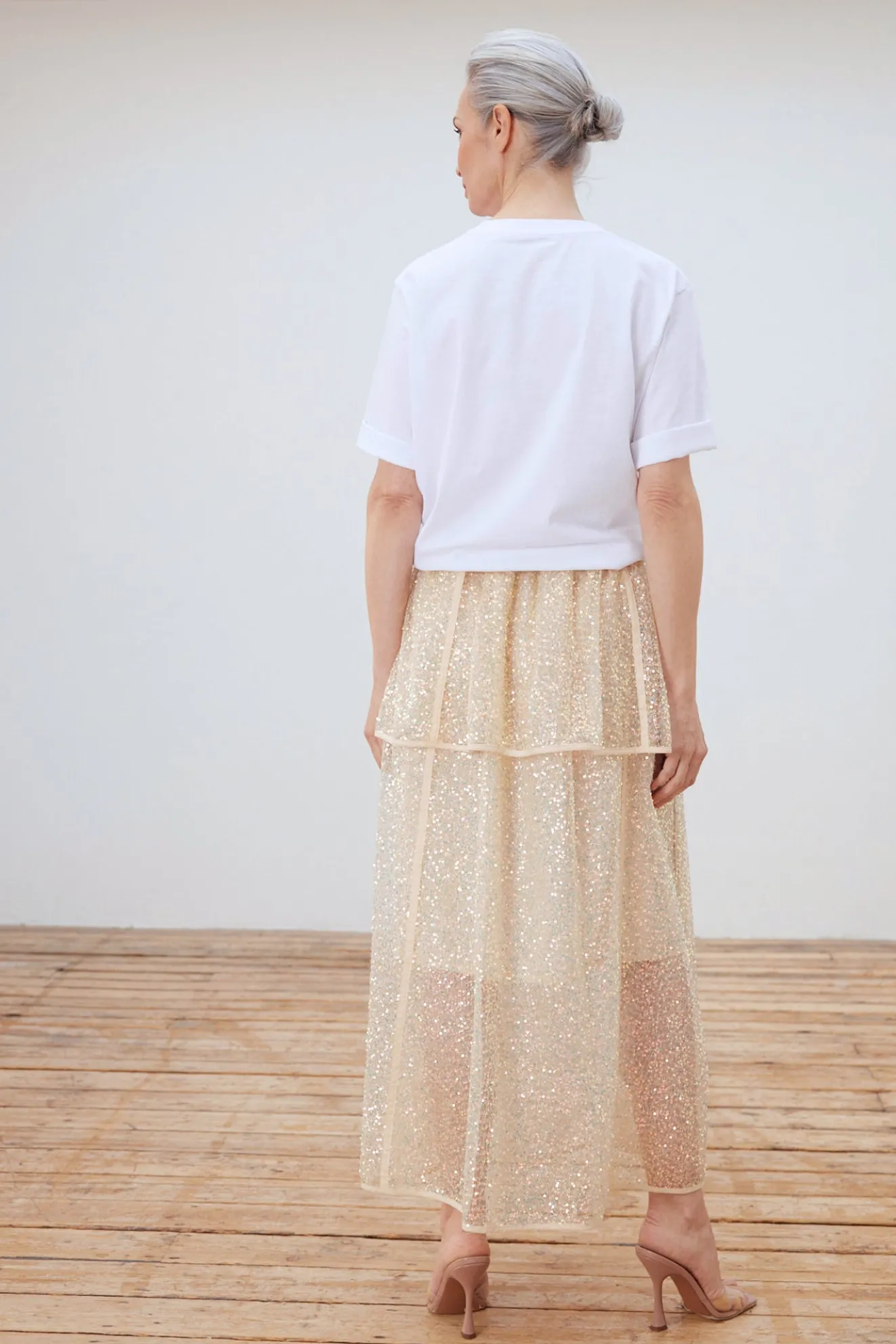 Stella Nova Becca Seashell Shimmer Sequin Skirt
