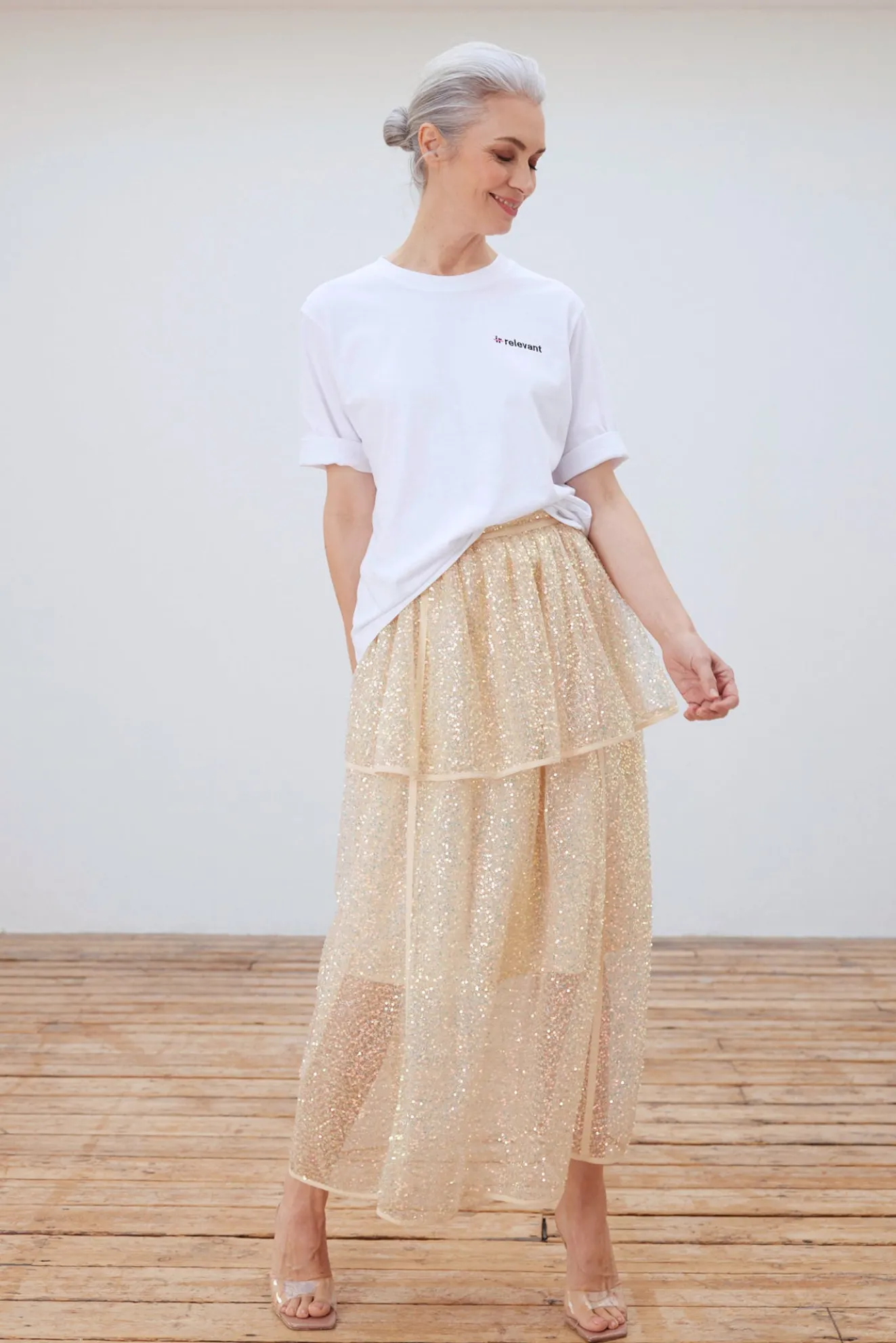 Stella Nova Becca Seashell Shimmer Sequin Skirt