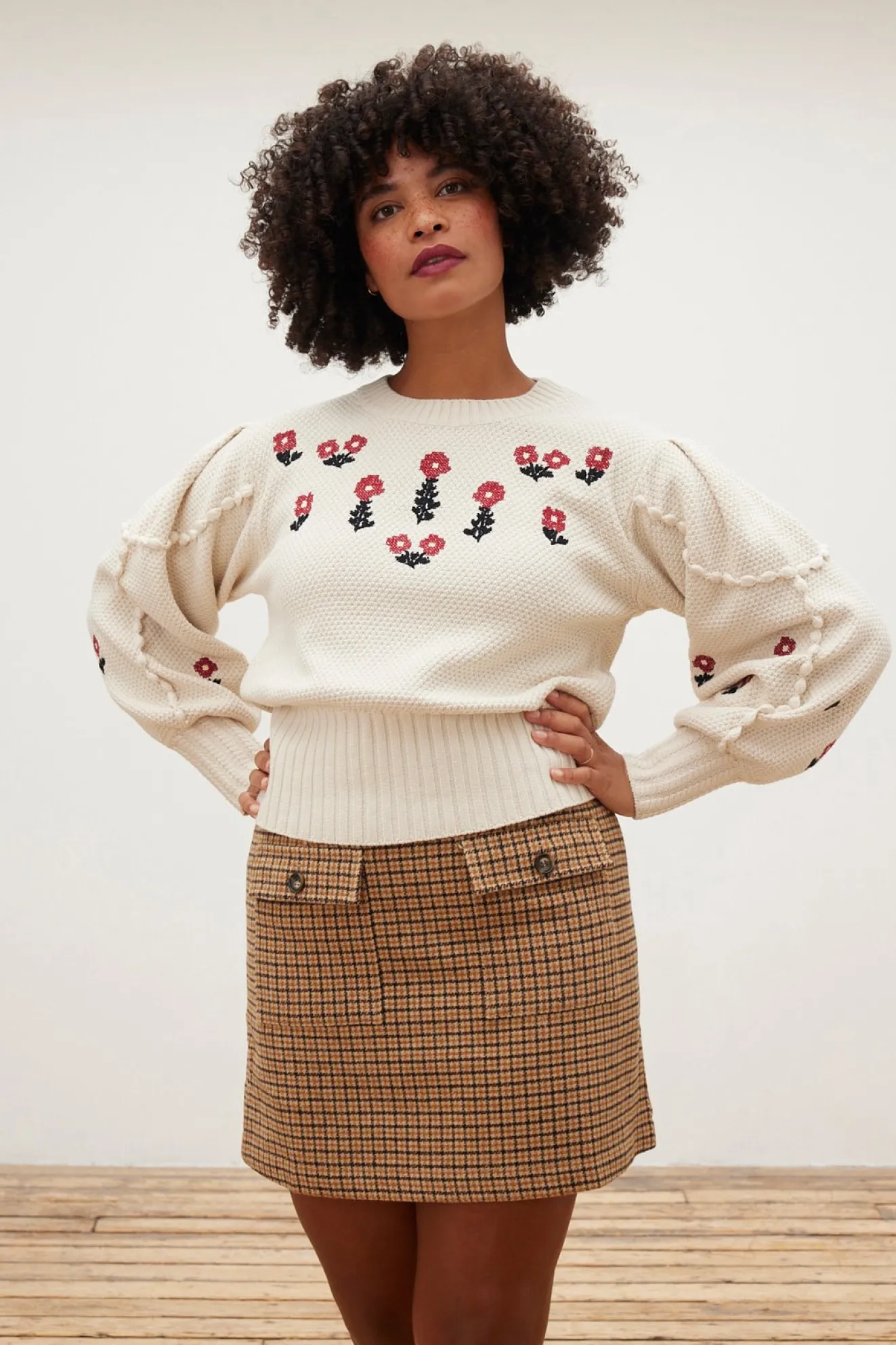 Stella Nova Natine Mustard Check Mini Skirt