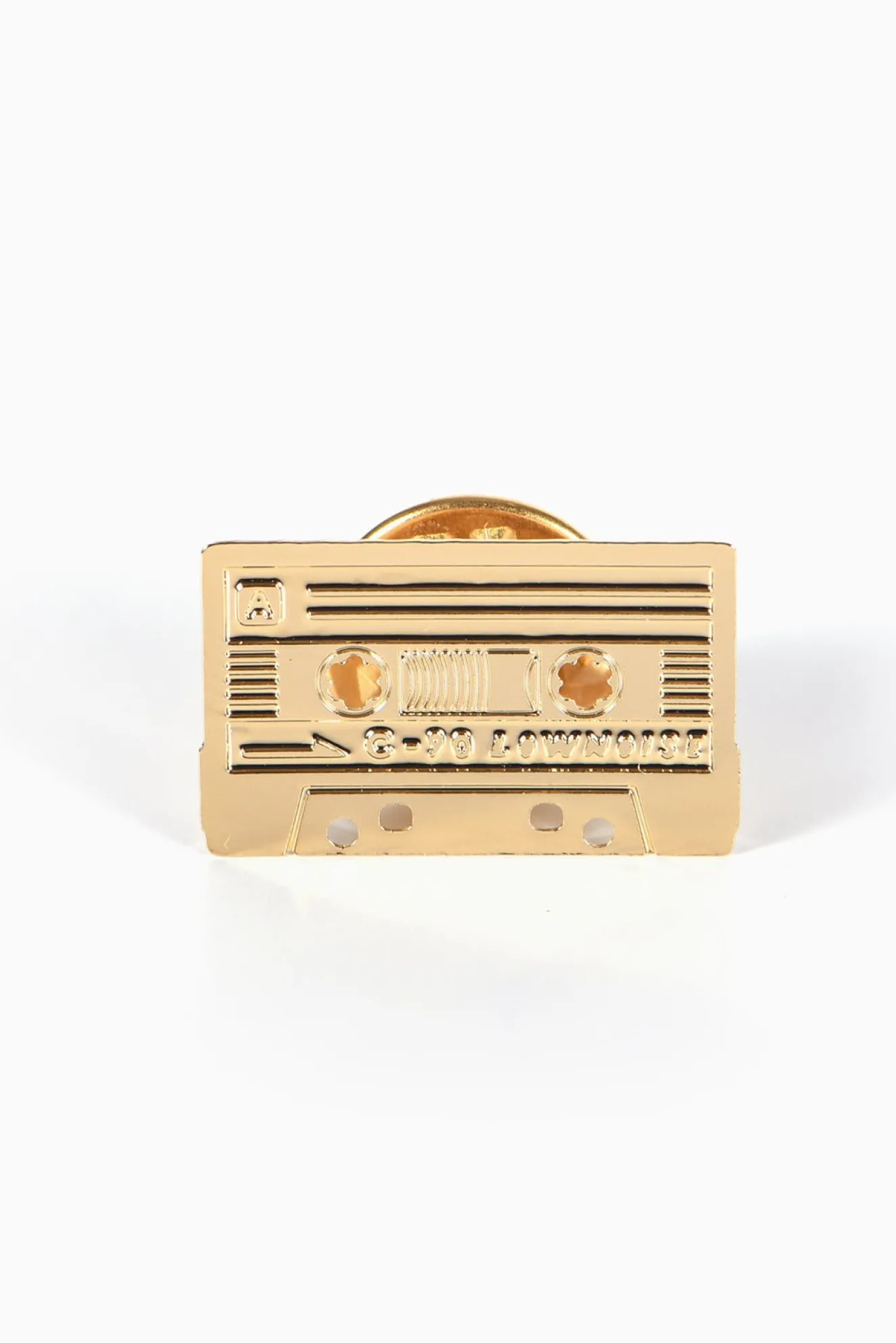 Gold Engraved Music Cassette Tape Shaped Pin
