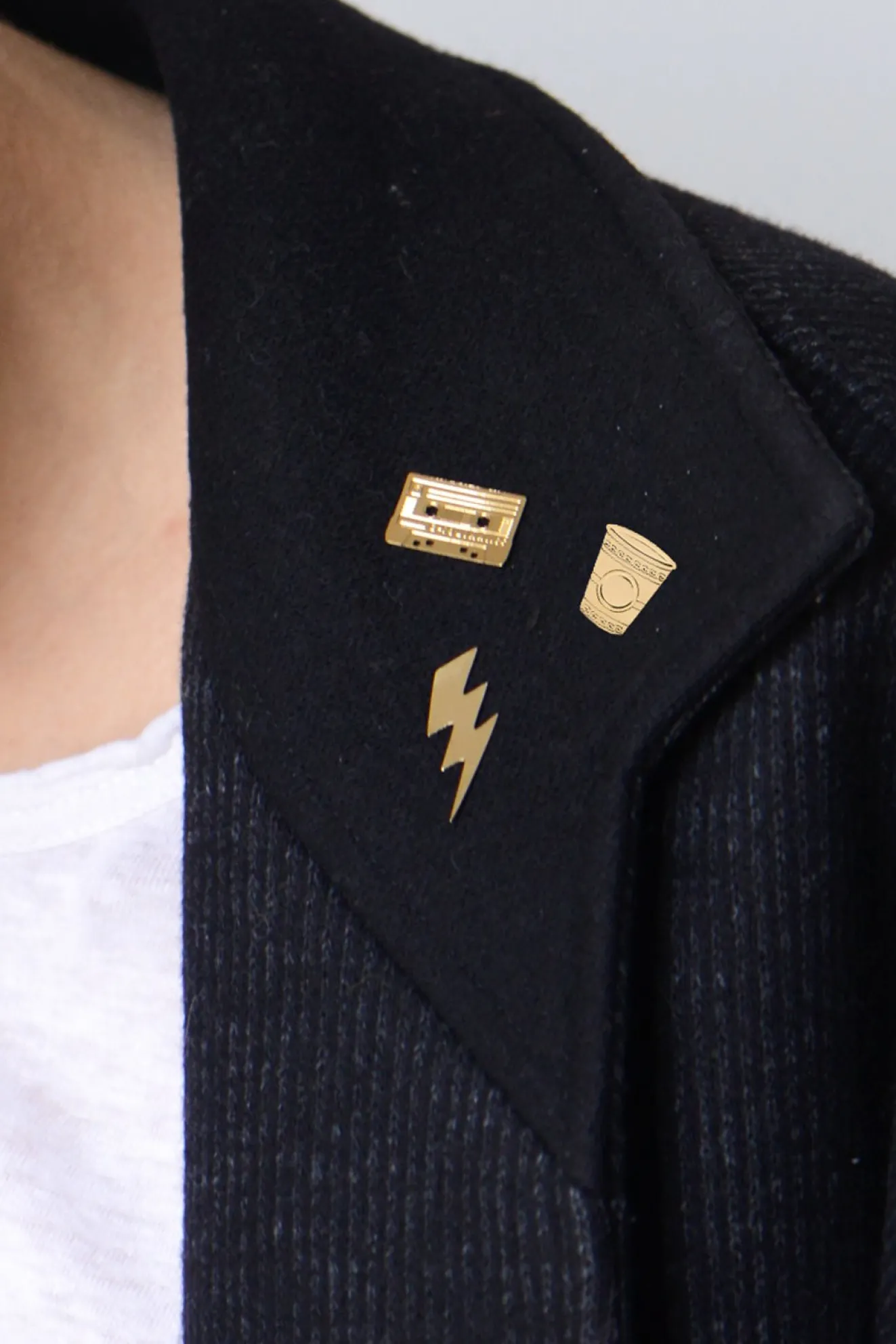 Gold Engraved Music Cassette Tape Shaped Pin