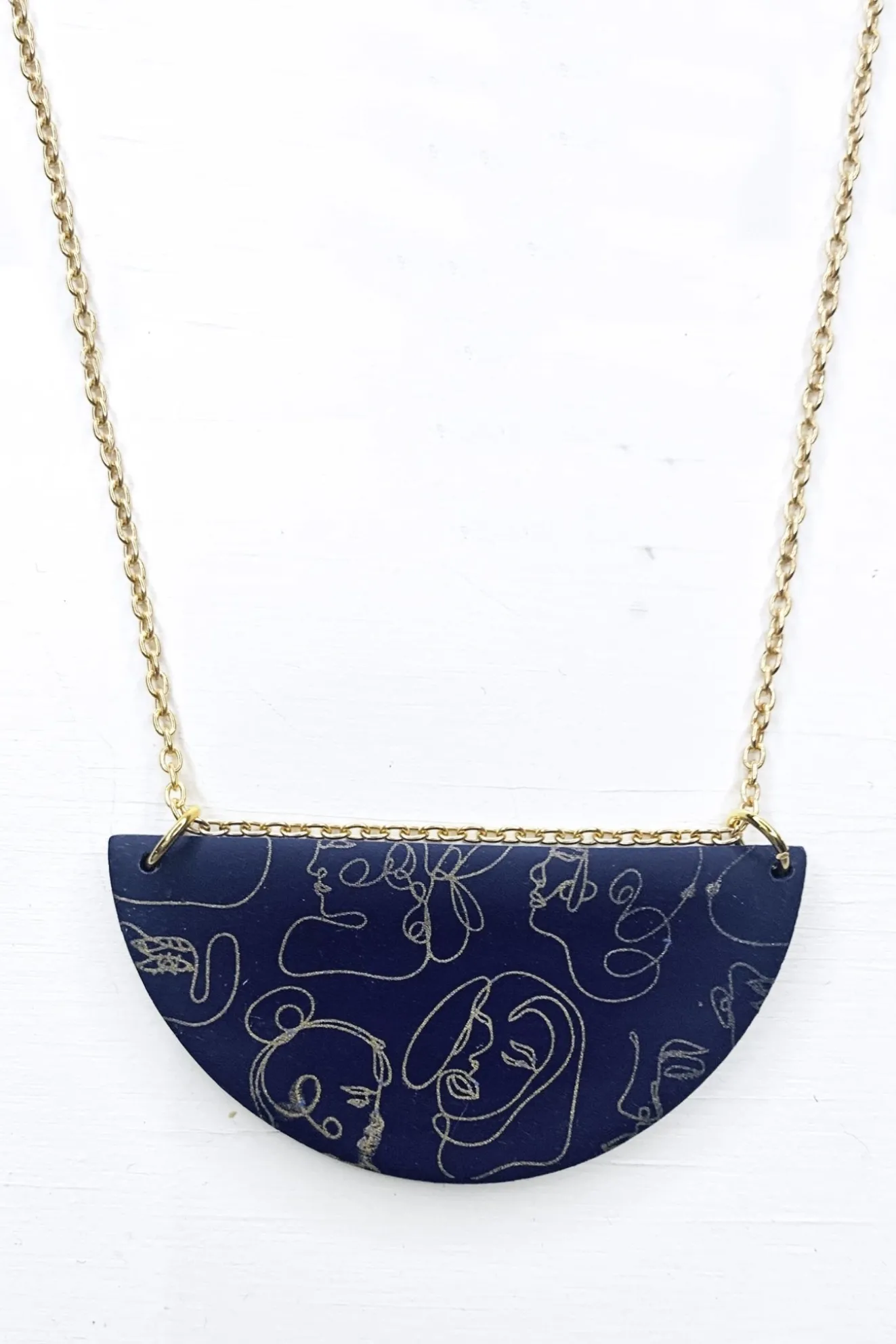 Faces Navy Medium Necklace