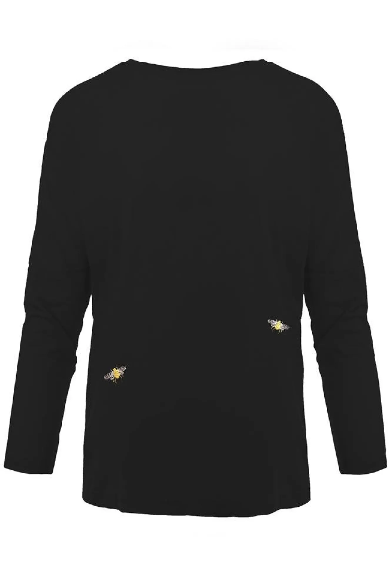 Bee Embroidered Dropped Shoulder T-Shirt In Black & White