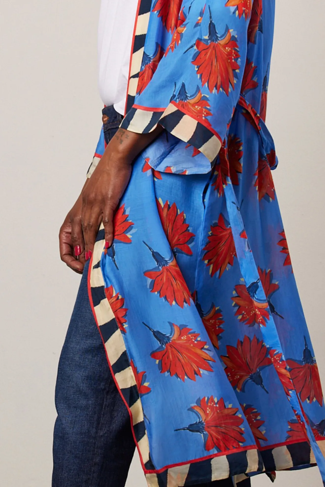 Pom Amsterdam Flowers Marina Blue Kimono