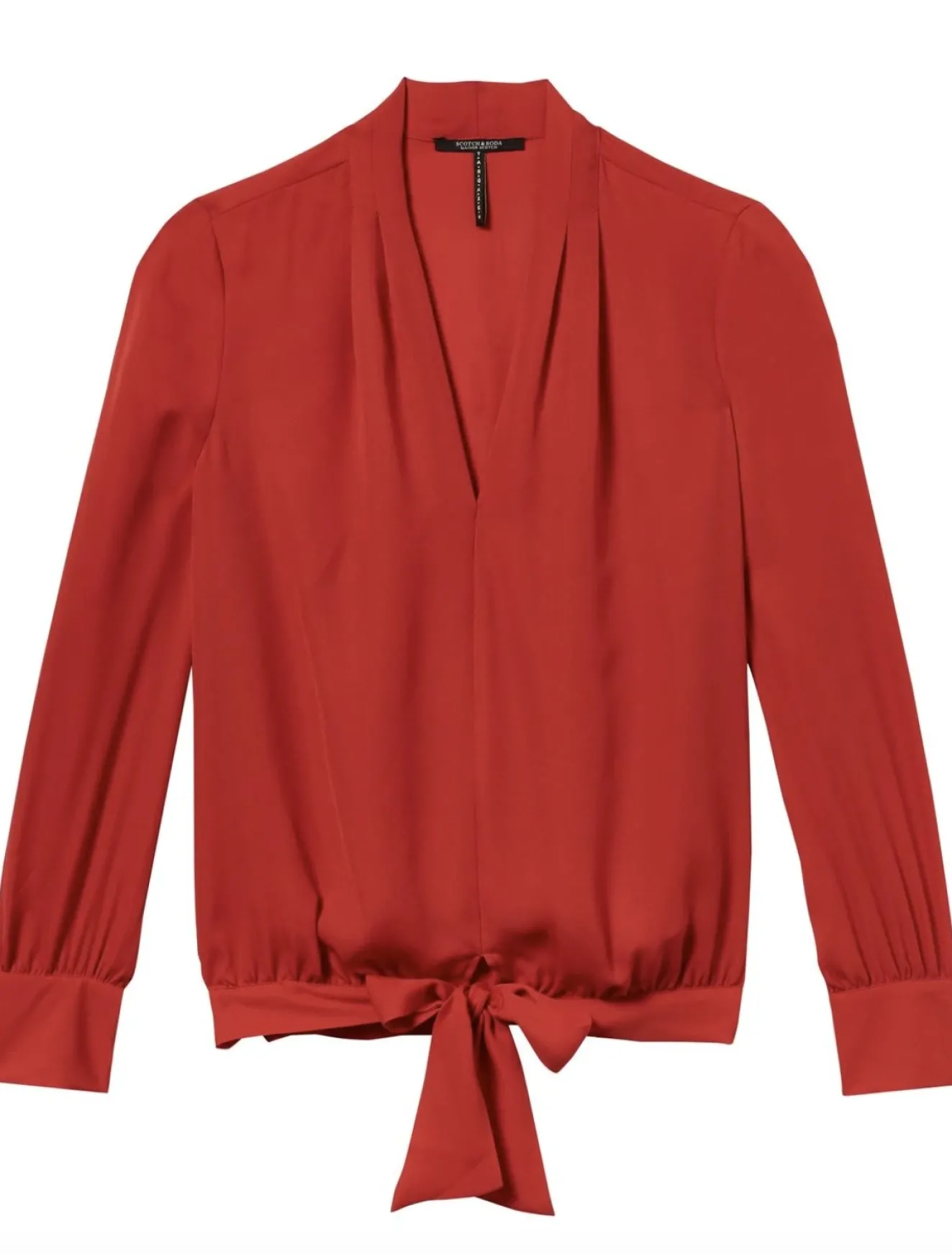 Scotch & Soda Draped V-Neck Red Blouse