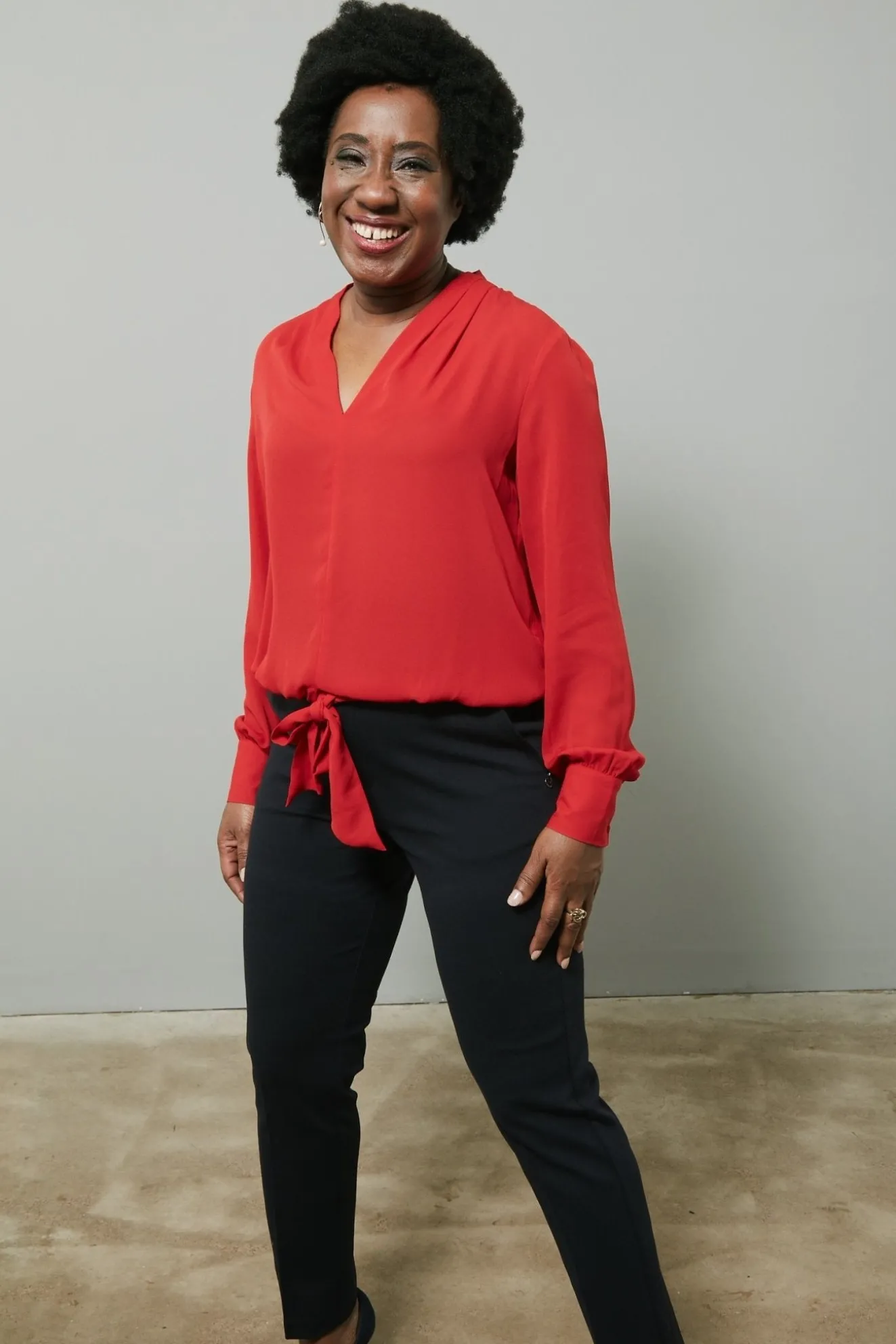 Scotch & Soda Draped V-Neck Red Blouse