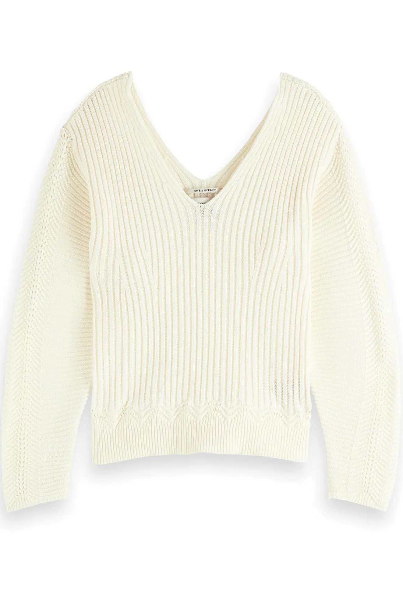 Scotch & Soda Feminine V Neck Cream Jumper