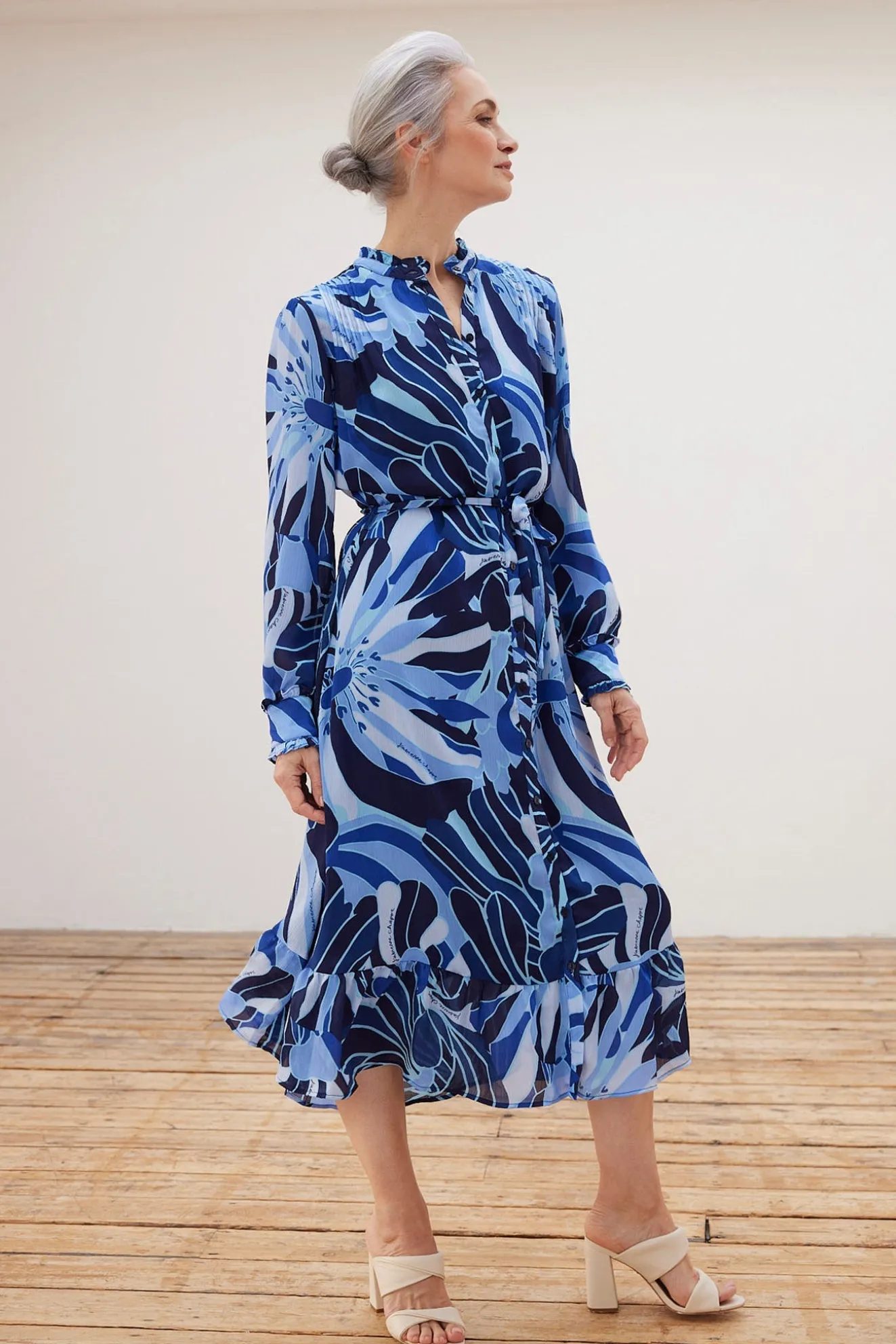 Fabienne Chapot Marina Riviera Blue Floral Midi Dress