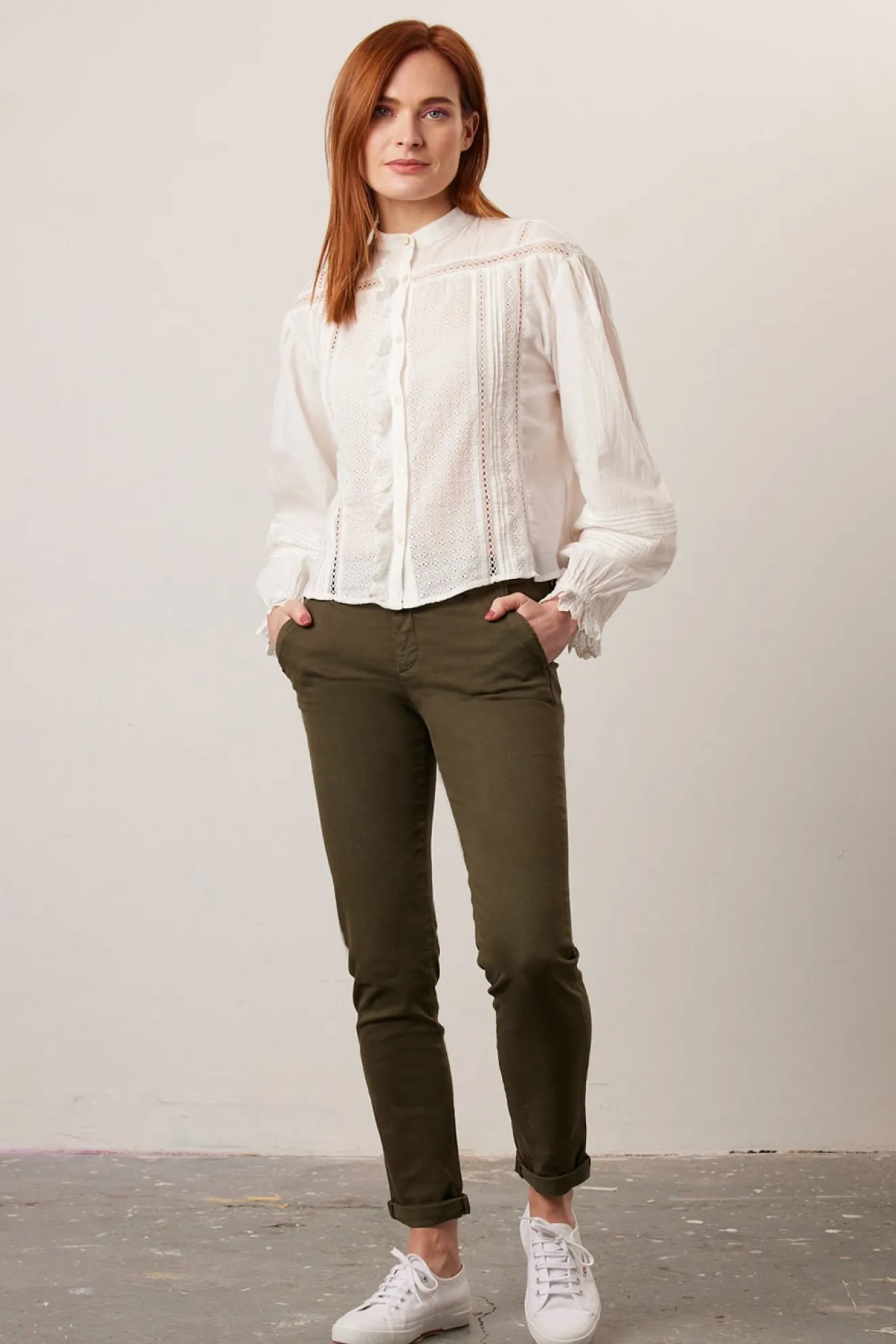 Reiko Sandy Army Khaki Chinos
