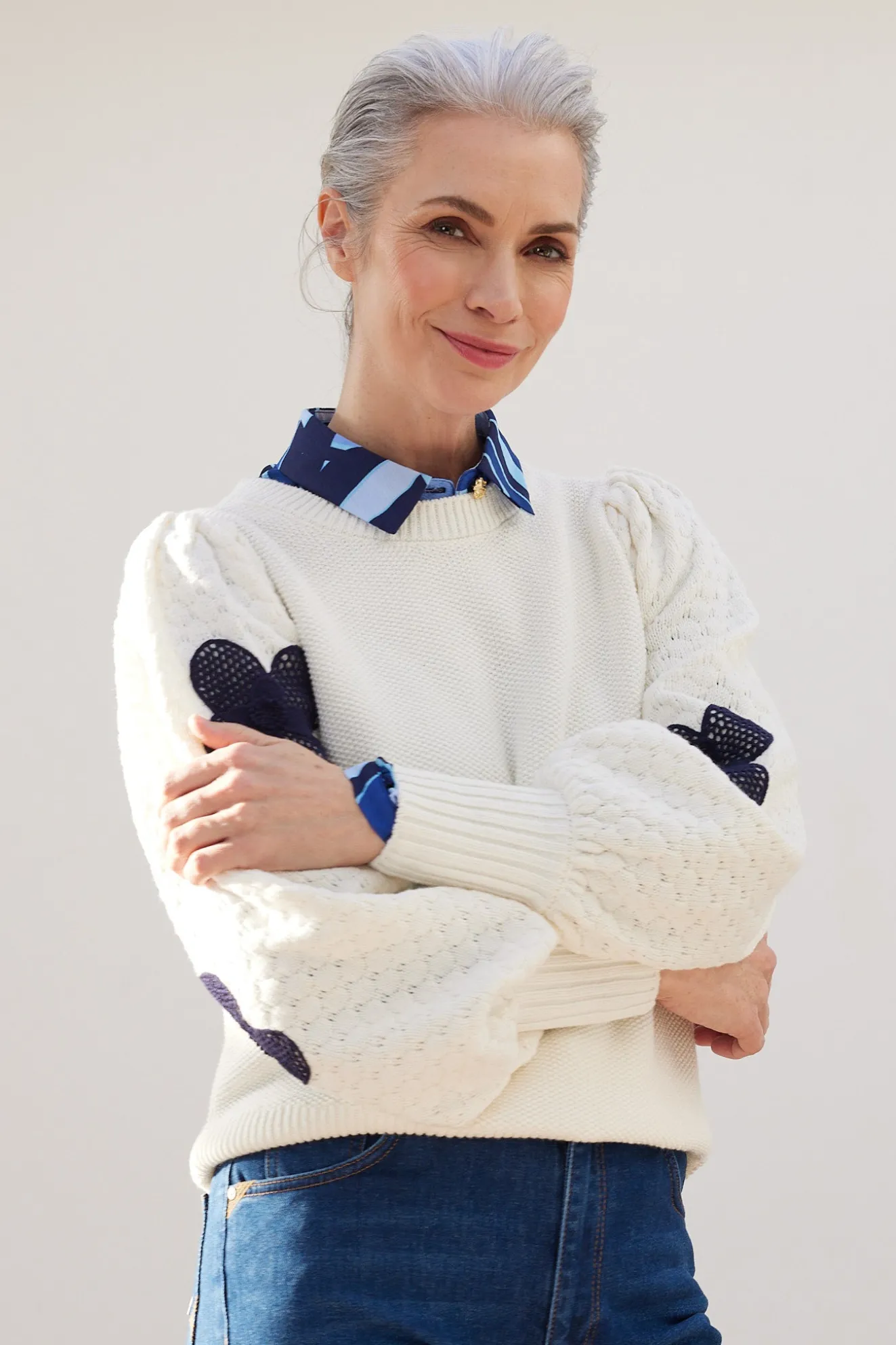 Fabienne Chapot Treboli White Embroidered Jumper