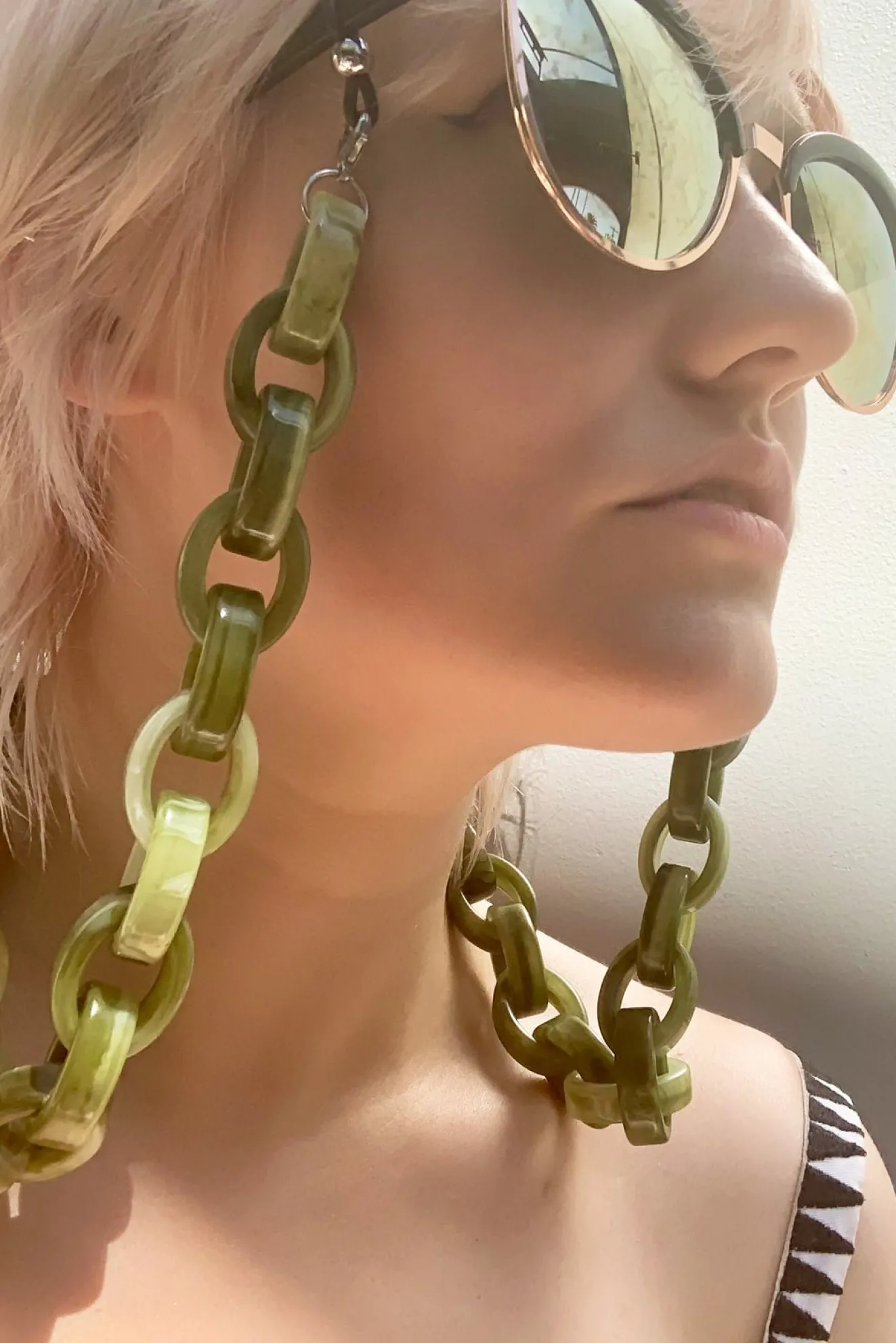 Abbracci Fern Green Glasses Chain