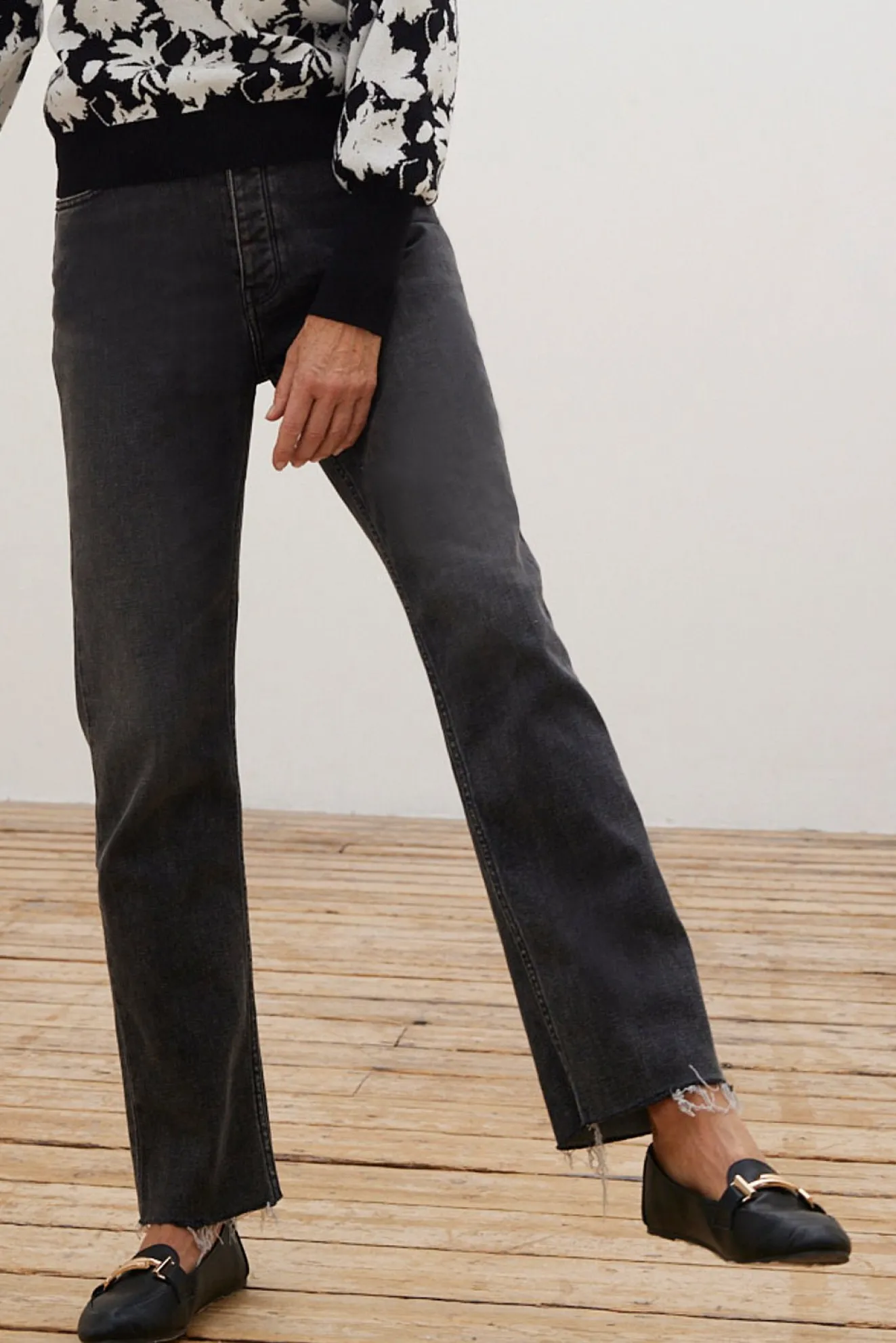 Reiko Milo Black Wash High Waisted Straight Jeans