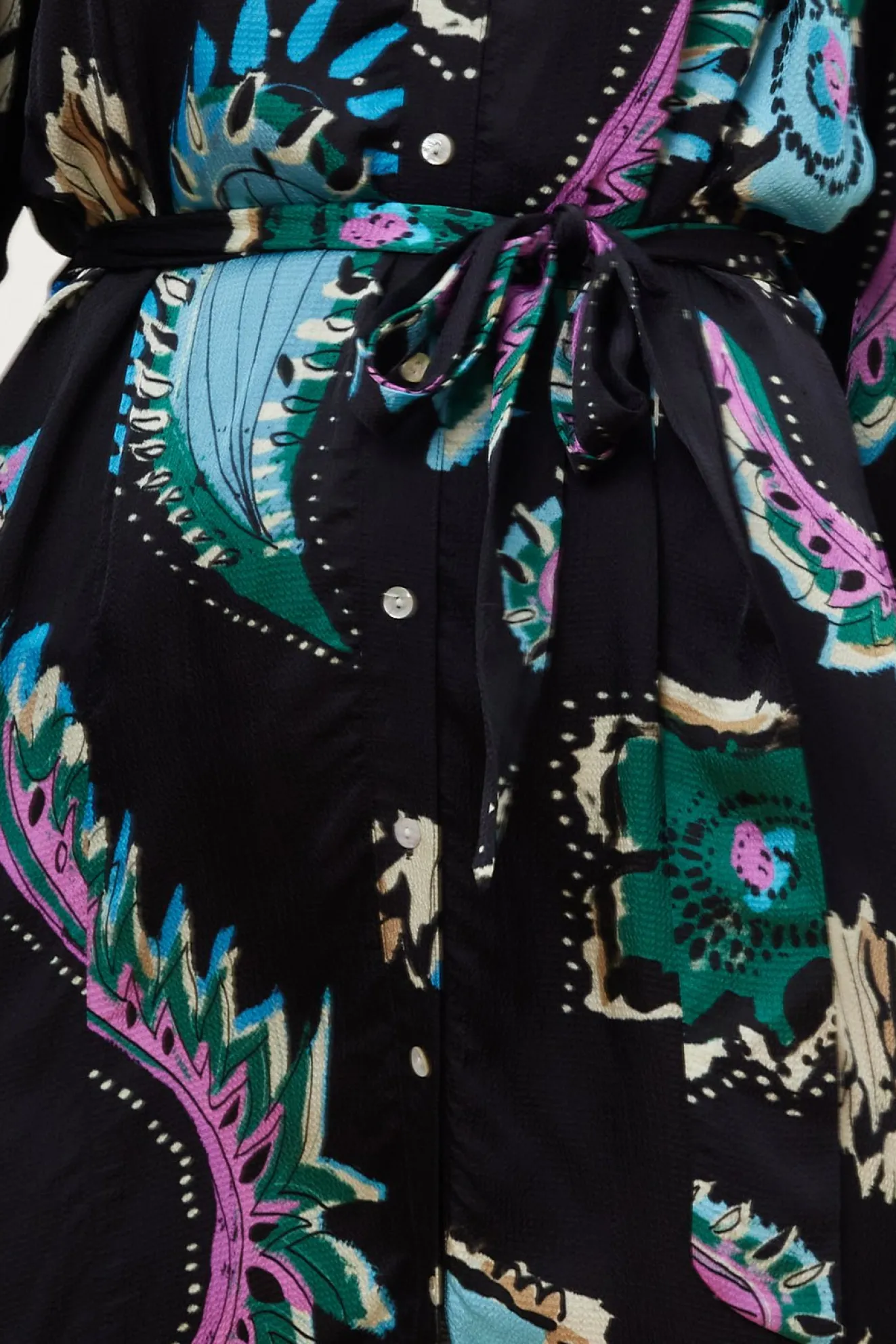 Pom Amsterdam Tides Deep Black Printed Midi Dress